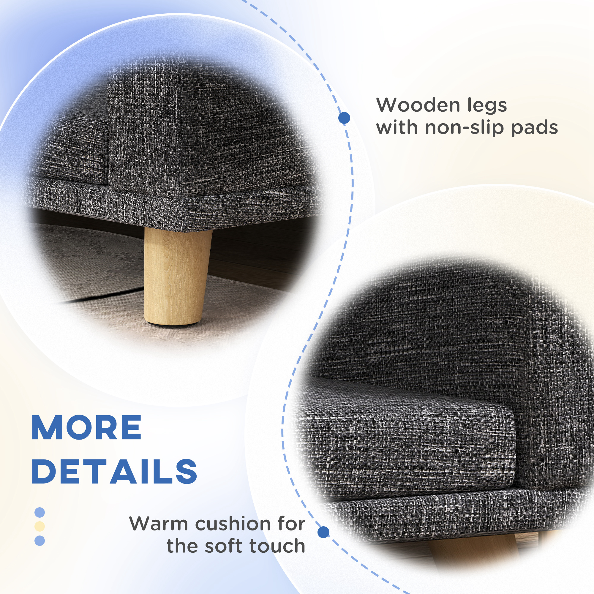 Dog Sofa for Large Dogs with Washable Cover, Anti-slip Foot Pads, Dark Grey