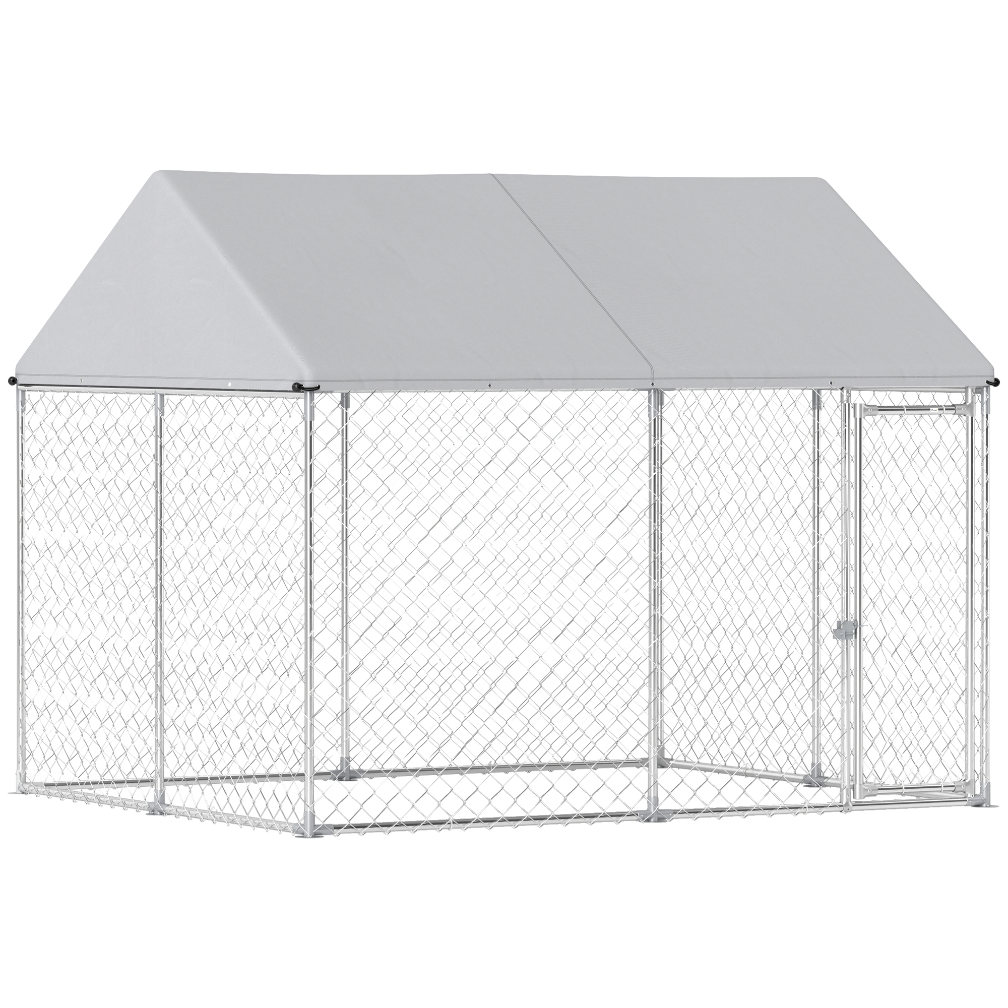 Heavy Duty Galvanized Steel Outdoor Dog Kennel with Waterproof Roof, Safety Lockable Latch System, 9.2' x 7.5' x 7.2'