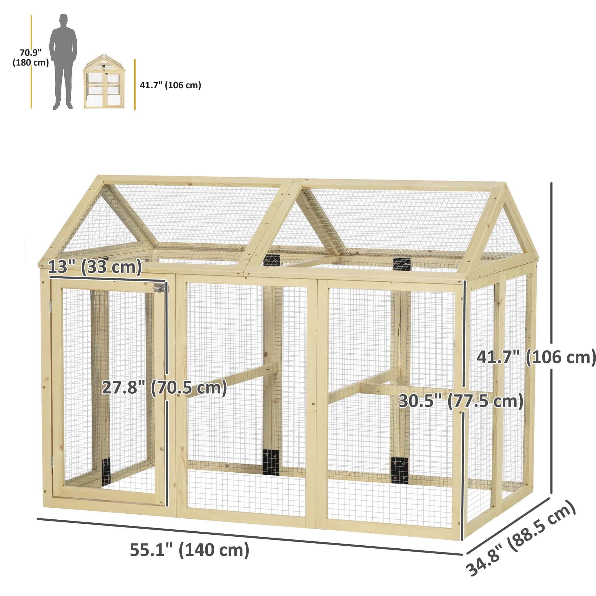 Chicken Run Expandable Outdoor Large Chicken Coop with 2 Doors and 3 Perches for 1–3 Chickens