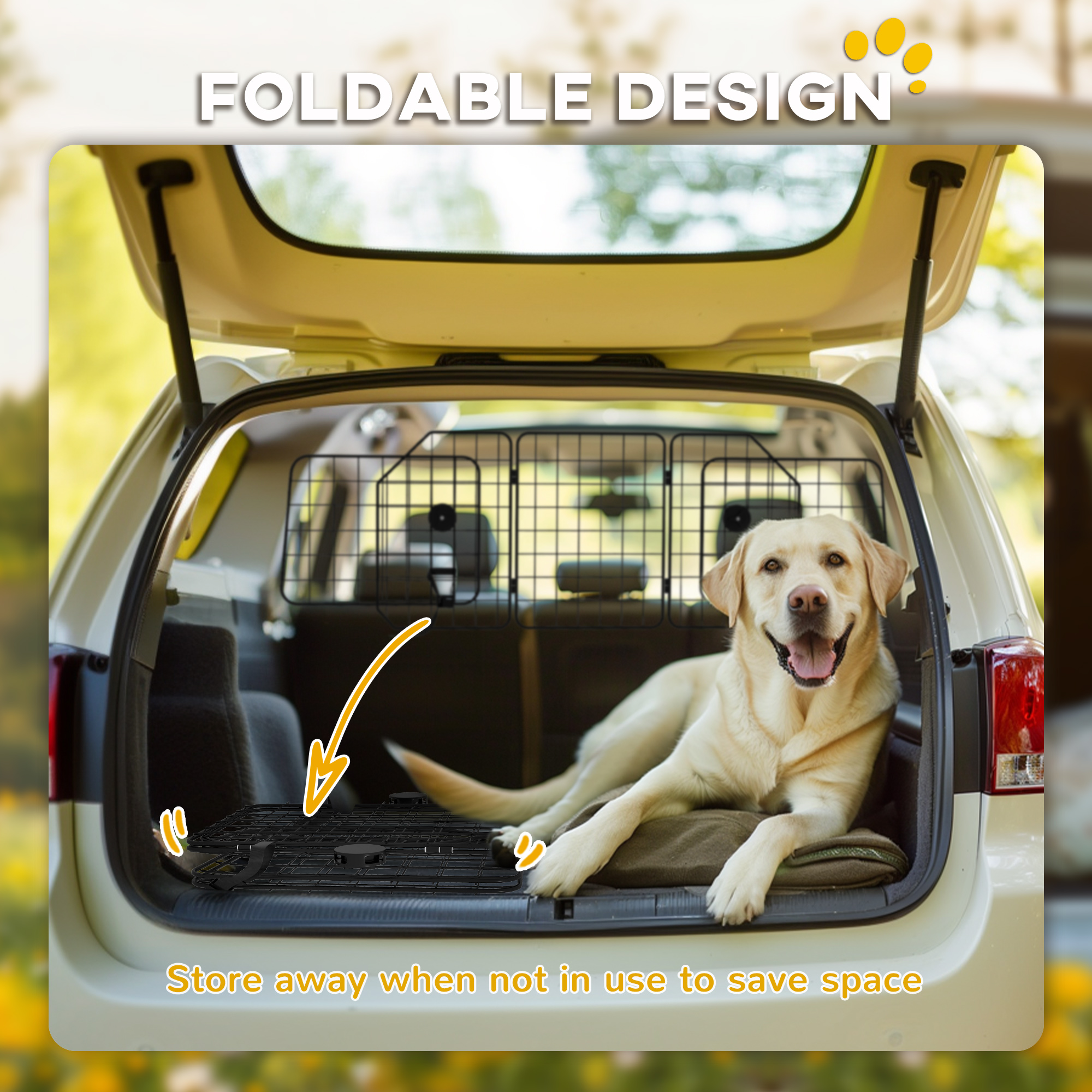 Dog Car Barrier for SUV, Adjustable Car Divider for Trunk Cargo Area, Heavy-Duty Steel Wire Mesh Barrier, Black