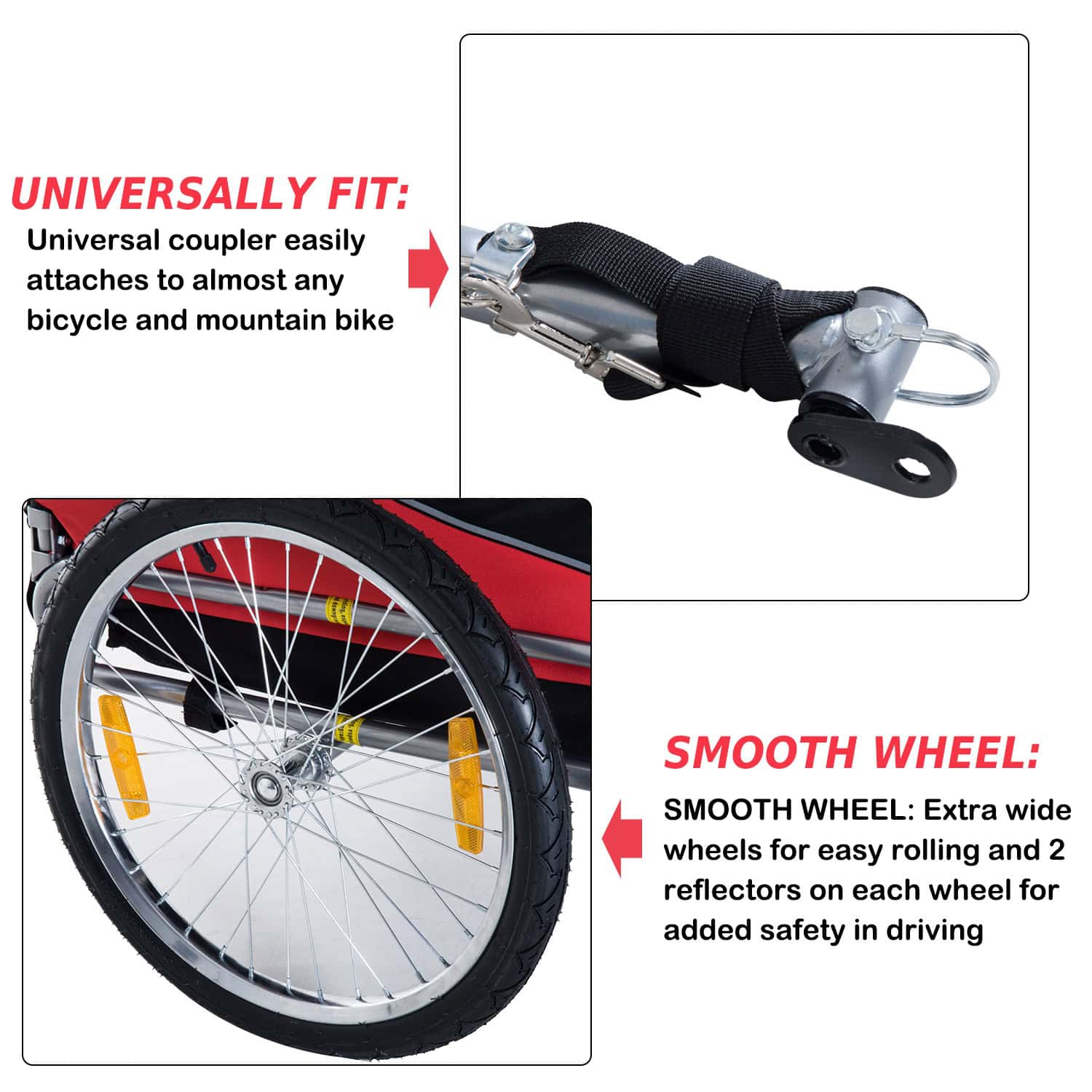Pet Bike Trailer Bike Cart Bicycle Dog Cat Travel Carrier Foldable Red