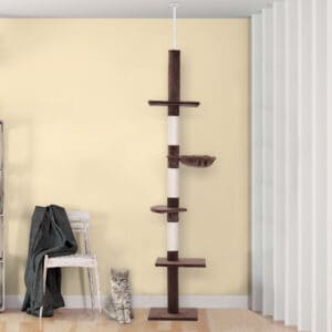 8.5ft Cat Climbing Tree 5-Tier Kitty Activity Center with Scratching Post Brown and White