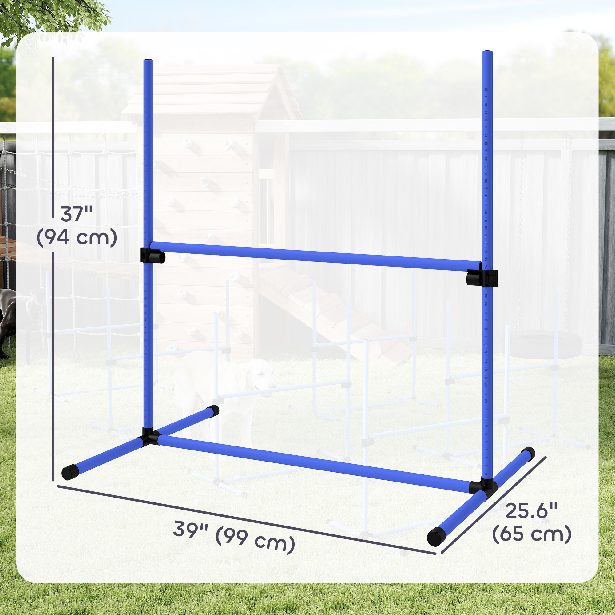 Set of 6 Dog Agility Training Equipment Adjustable Jump Bar Pet Exercise Kit with Carrying Bag (Blue) - Image 3