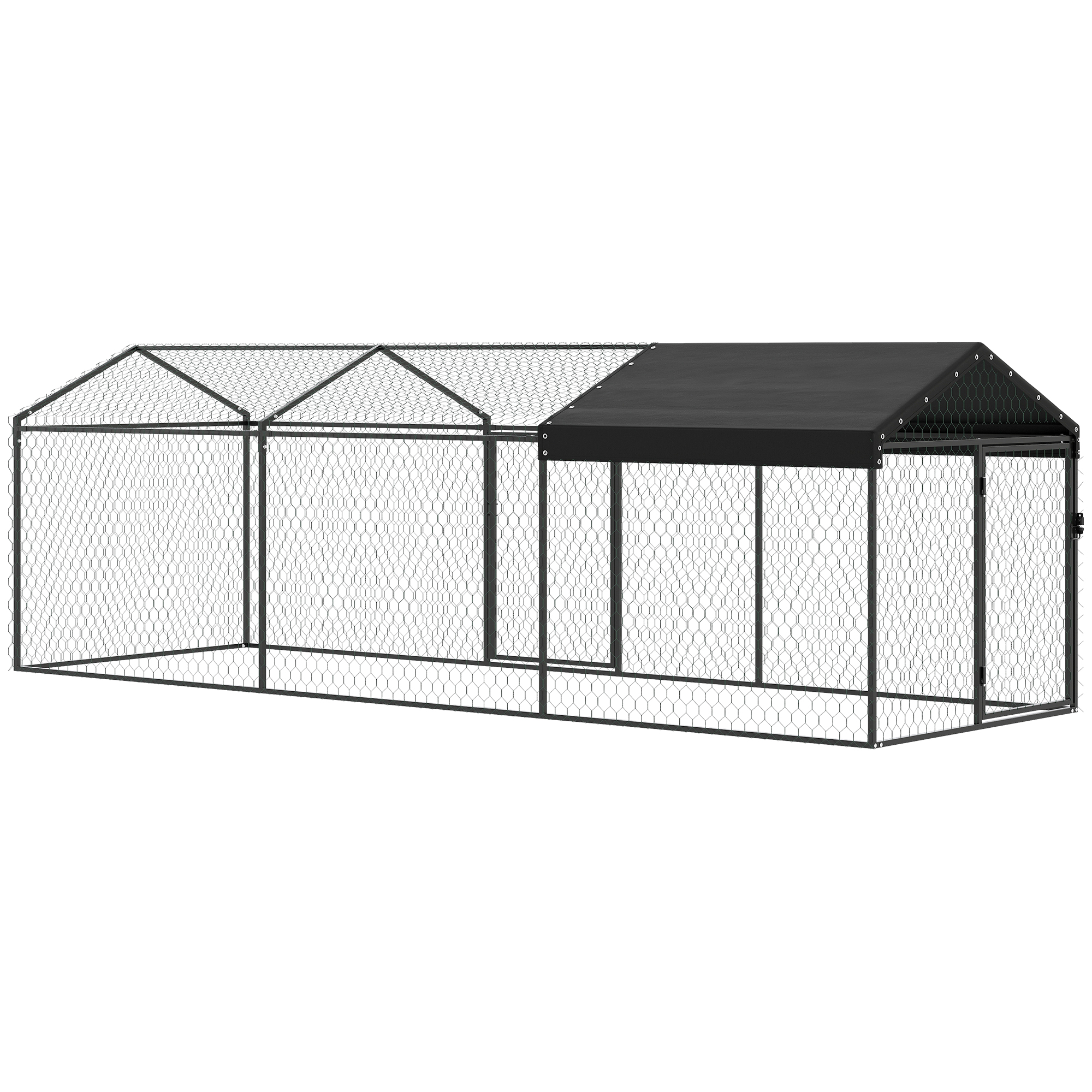 Large Metal Chicken Coop, Chicken Run with Waterproof & Anti-UV Cover for 3-5 Poultry, Outdoor Poultry Cage Rabbit Hutch