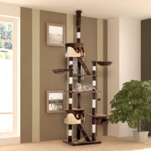 94"-102" Huge Cat Tree Ceiling High Cat Condo Scratching Post Activity Center Multi-Level Play House