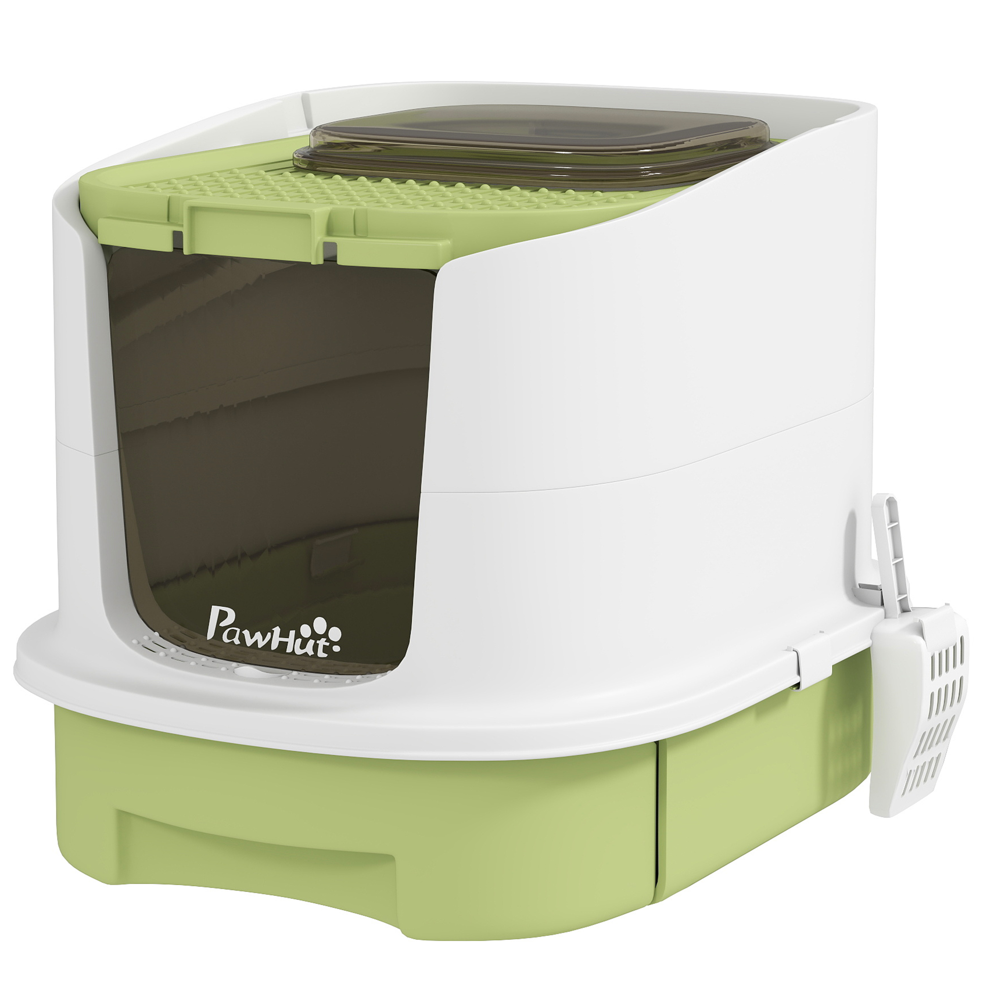 Enclosed Cat Litter Box with Lid, Scoop, Top Entry, Deodorization Bags, Drawer Type Cat Litter Tray, Easy to Clean, Green