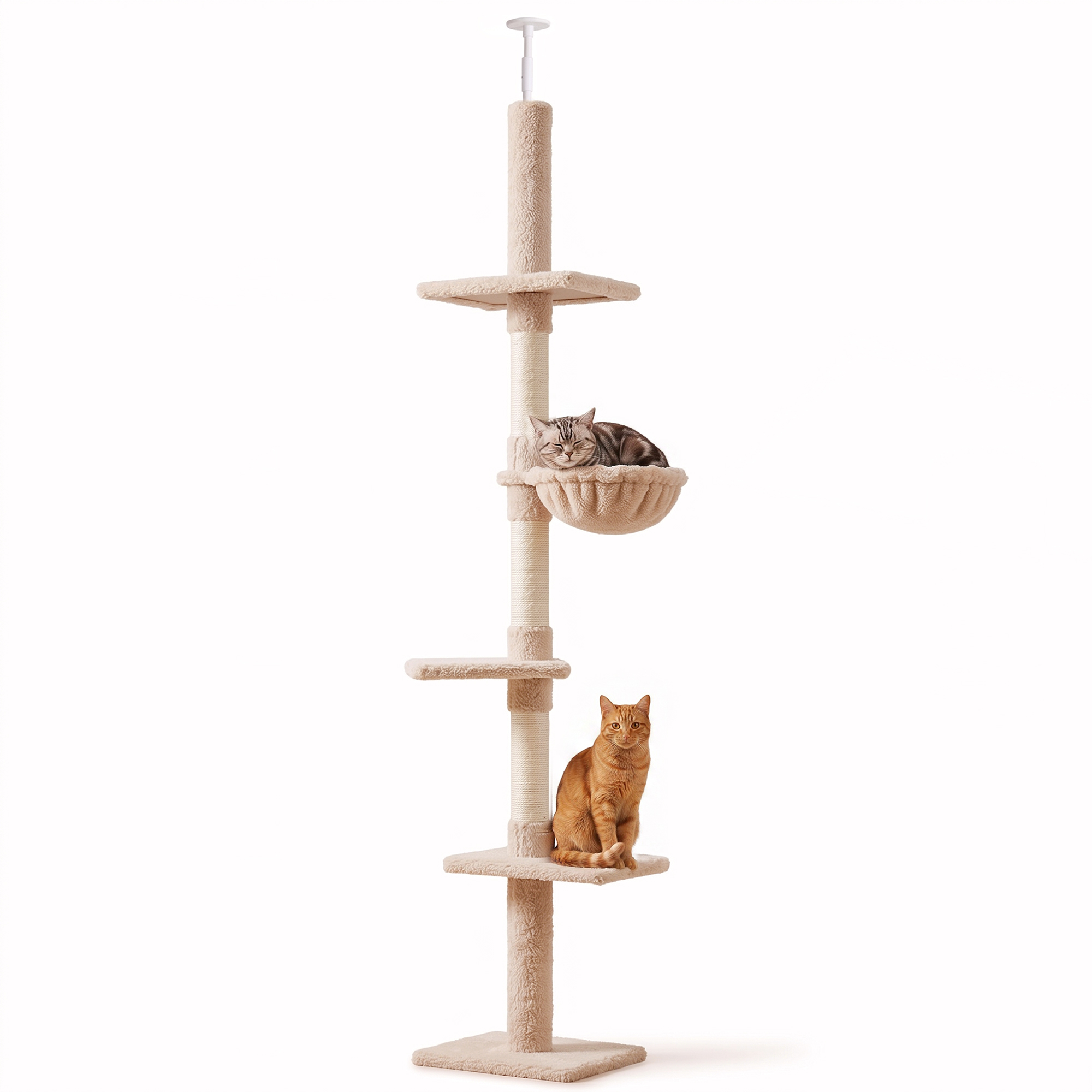 8.5ft Cat Climbing Tree 5-Tier Kitty Activity Center with Scratching Post Beige