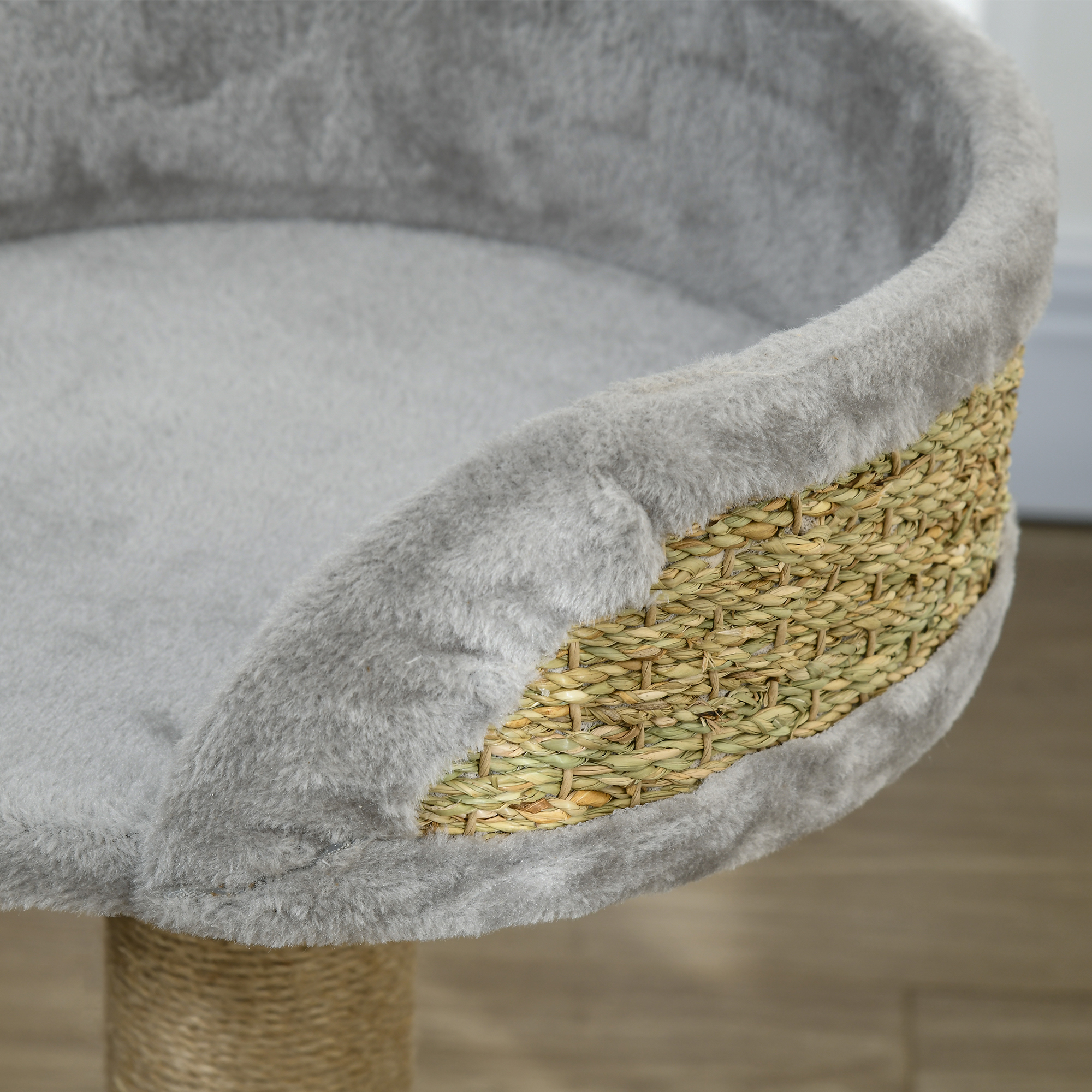 Cat Tree with Scratching Post, Toy Ball, Perch, Small Cat Tower for Indoor Cats - 16" x 16" x 19", Grey - Image 7