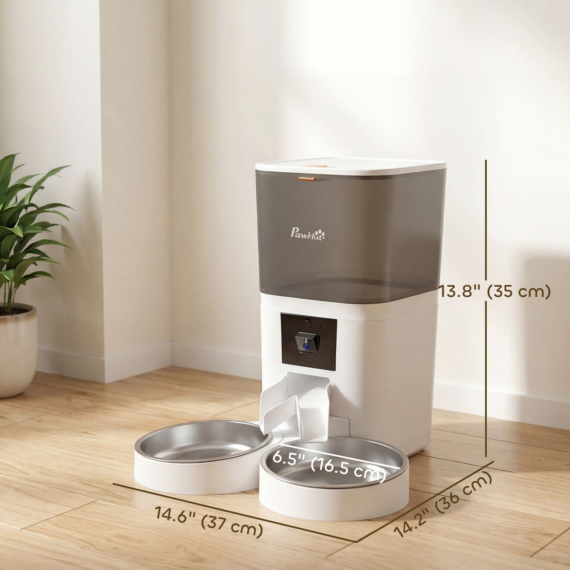 Automatic Cat Feeder for 2 Cats with HD Camera，2.4G & 5G WiFi Pet Food Dispenser 6L APP Control