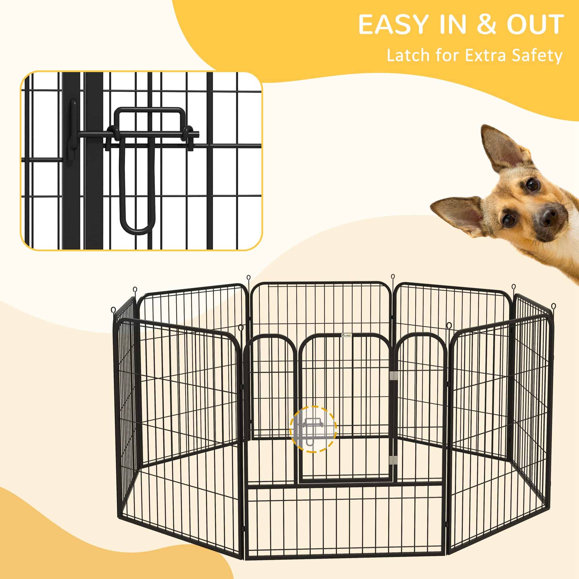 8 Panel Pet Playpen Play Yard Fence Home DIY Heavy-Duty Metal Foldable Indoor Outdoor 31.5"H