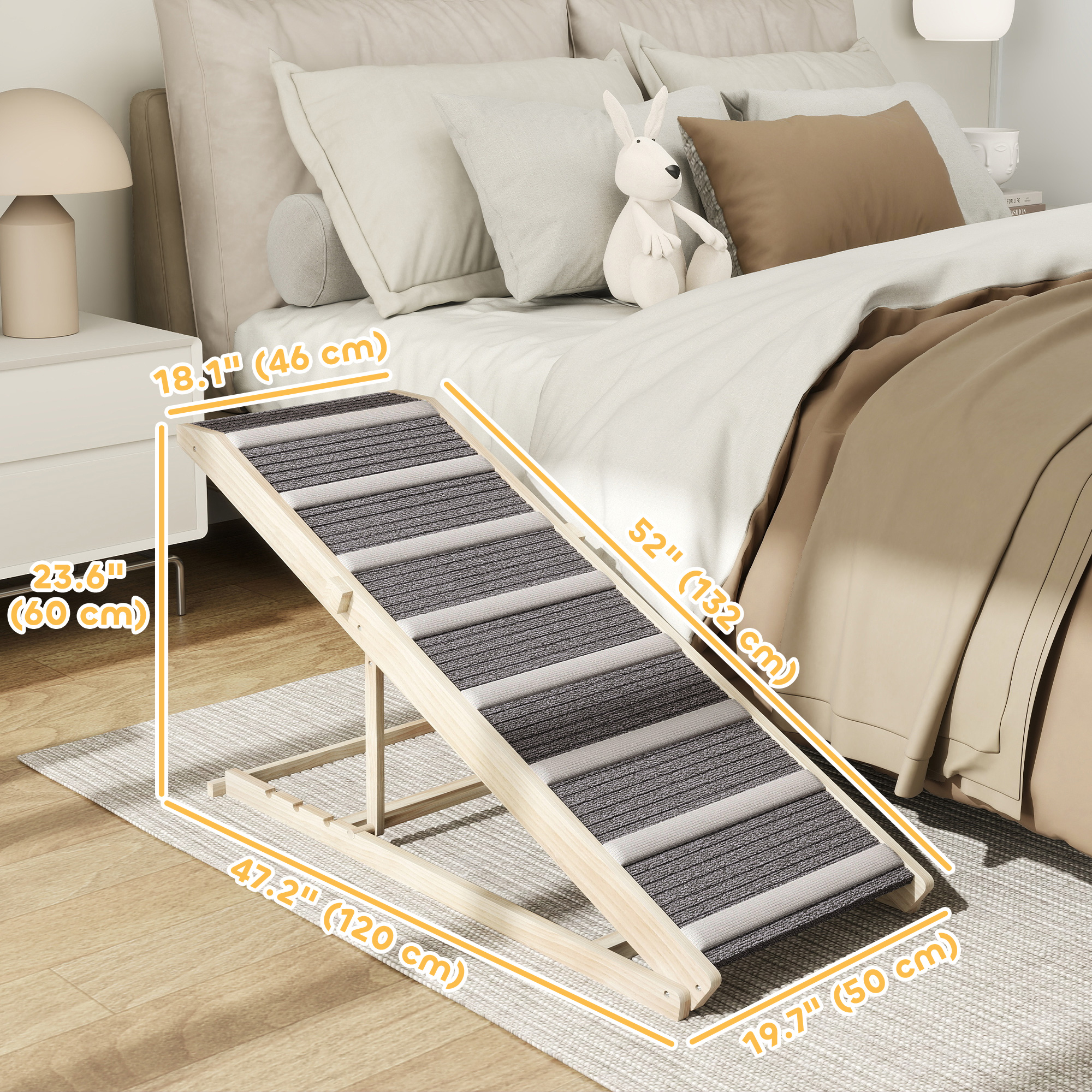 Dog Ramp for Couch, Foldable Pet Ramp for Small to Large Dog, 4 Adjustable Height from16" to 23.5" - Image 3