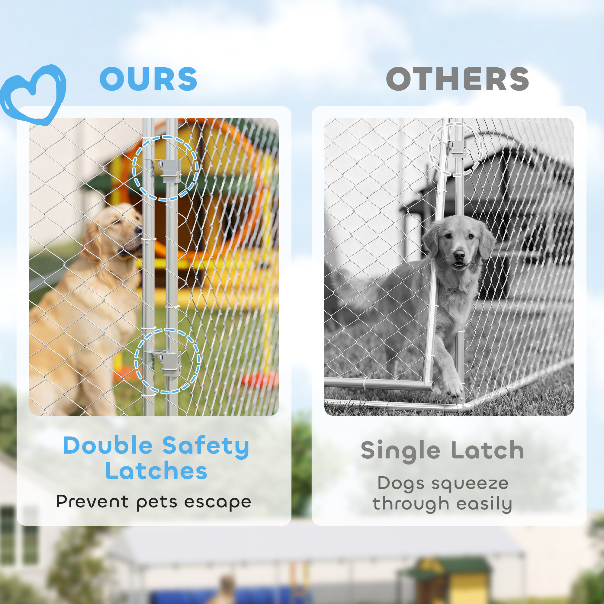 19.7' x 7.5' x 4.9' Outdoor Dog Kennel Heavy Duty Galvanized Steel Chain Link with UV-resistant Roof, Silver