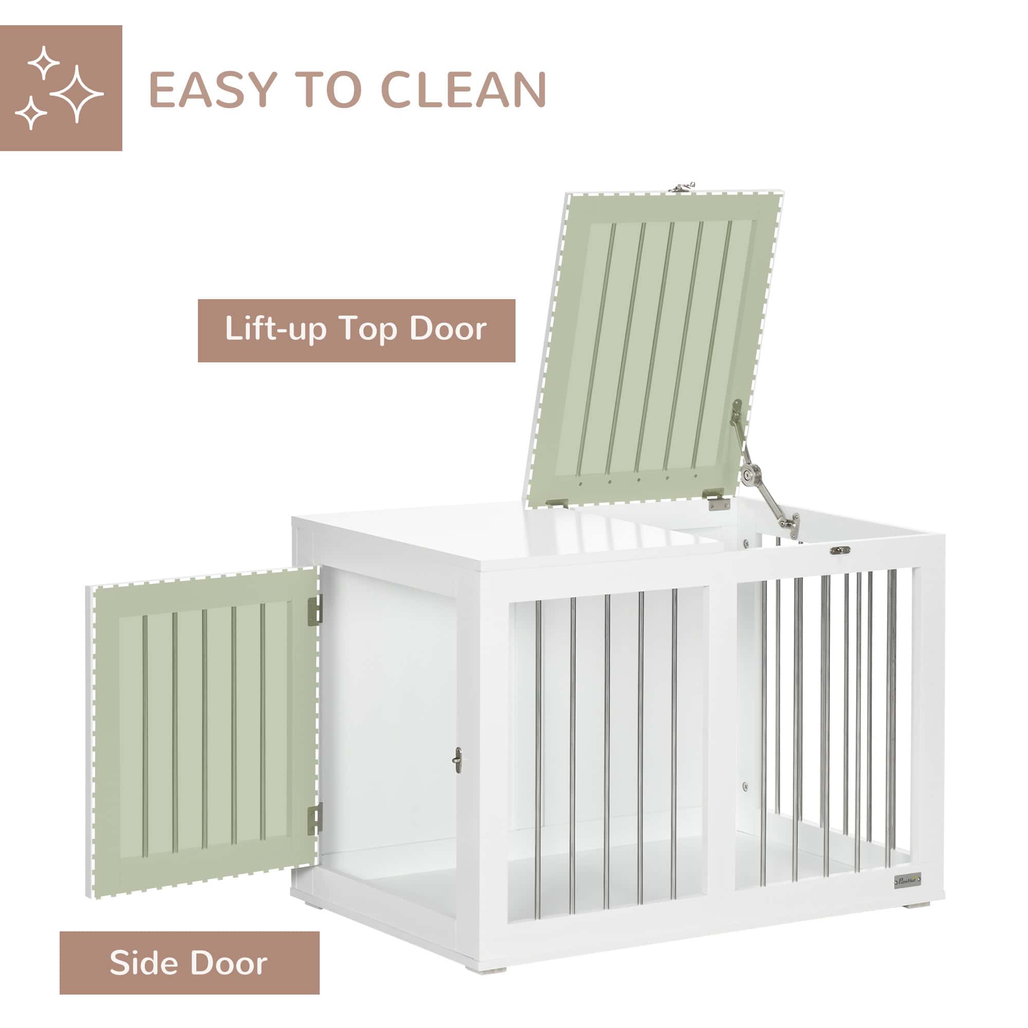 31.5" Dog Crate Furniture with Double Doors, for Medium Dogs, White