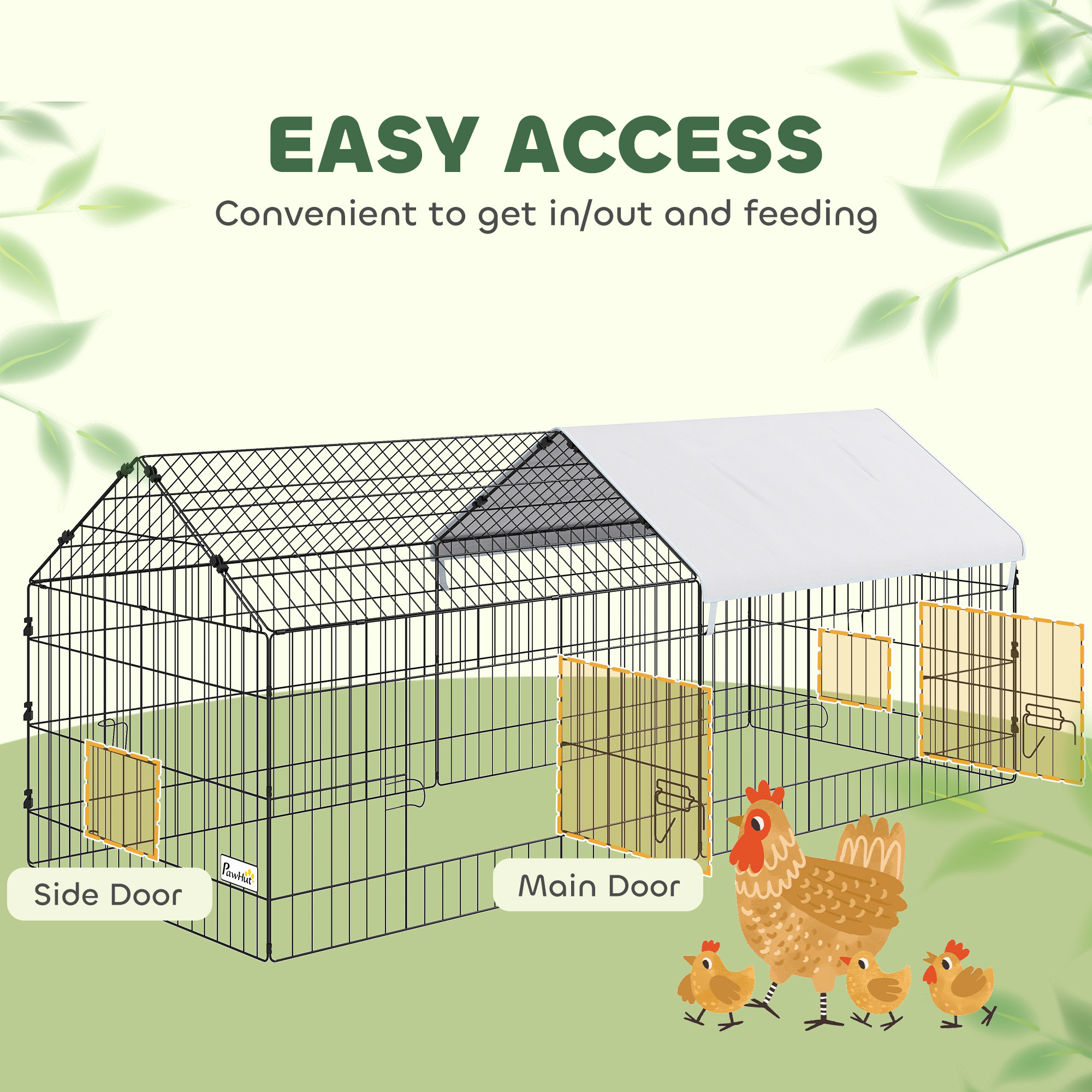 73" Small Animal Cage with Roof, Indoor/Outdoor Use, for Chicken, Rabbits, Chinchillas, Silver - Image 4