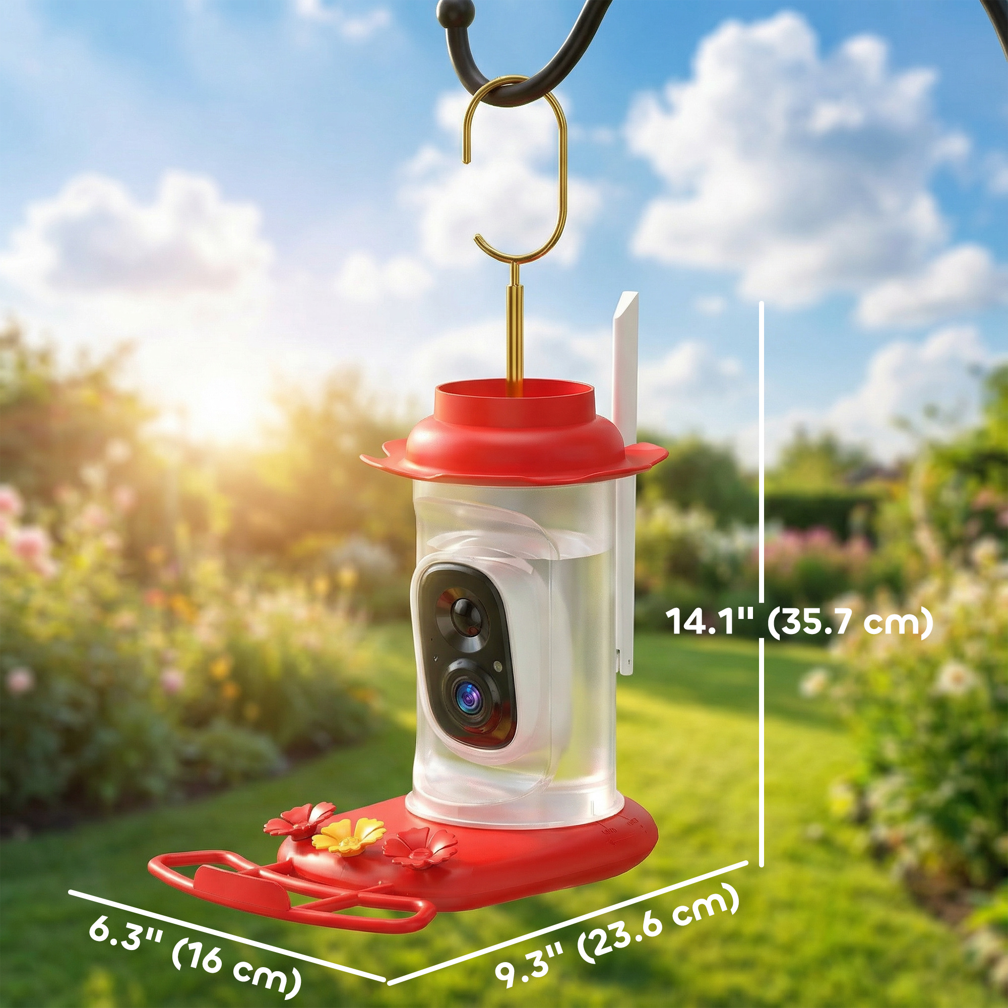 Smart Bird Feeder with Camera, AI Identify 16000 Birds, 2K HD Live Video, 3W Solar, Instant Arrival Alerts