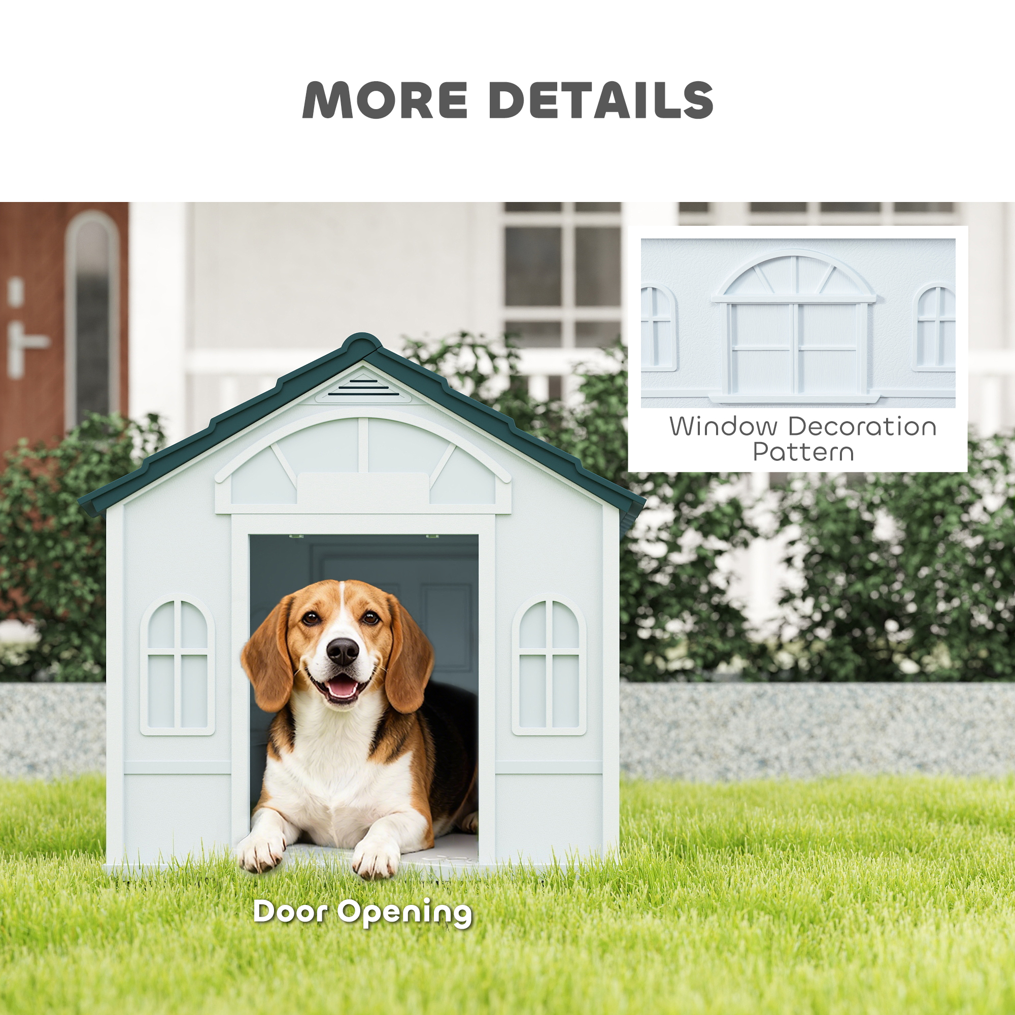 26" Plastic Dog House Outdoor with Air Vents, for Small Medium Dogs, Blue