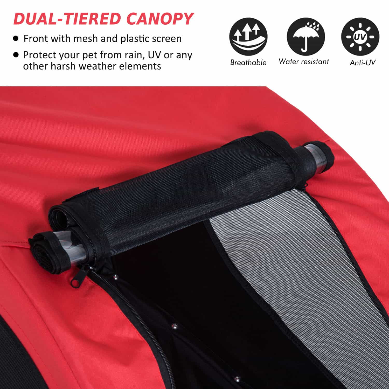 Pet Bike Trailer Bike Cart Bicycle Dog Cat Travel Carrier Foldable Red