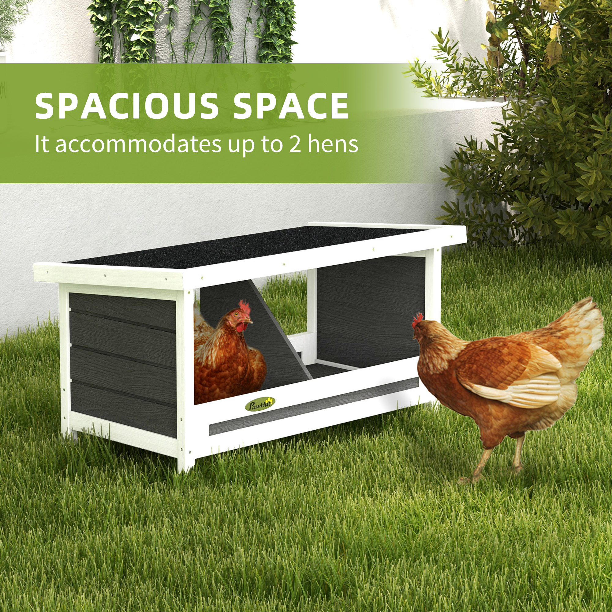 Nesting Boxes for Chickens, Chicken Coop Accessories with Asphalt Roof for Indoor Outdoor Use, Up to 2 Hens