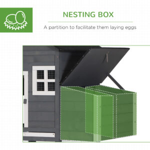 82" Chicken Coop Wooden Hen House Rabbit Hutch Poultry Cage Pen Outdoor Backyard with Nesting Box and Run, Grey