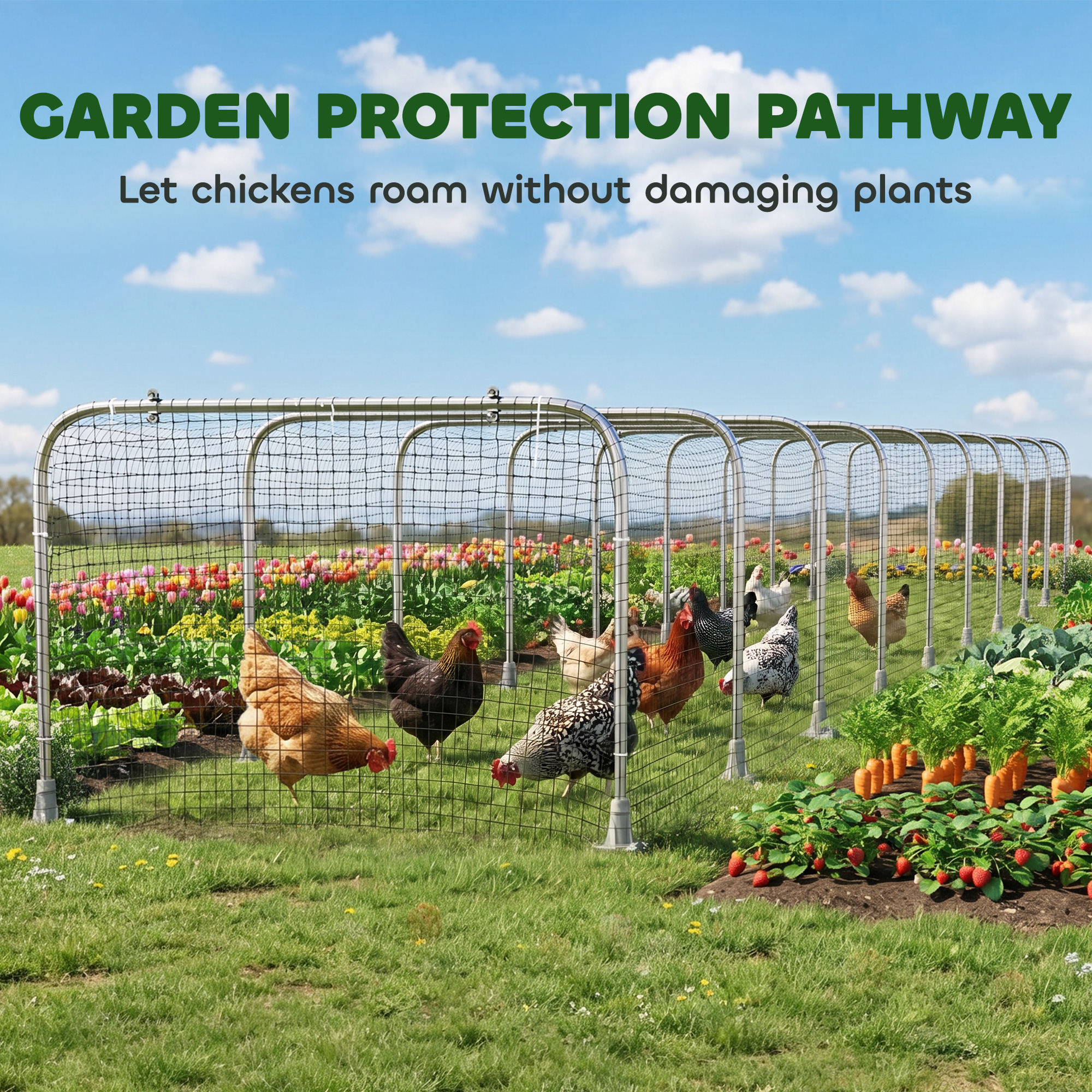 Extra Long Chicken Tunnel for Outside, 354" x 39" Galvanized Steel Chicken Run for 10-15 Chickens or Ducks - Image 6