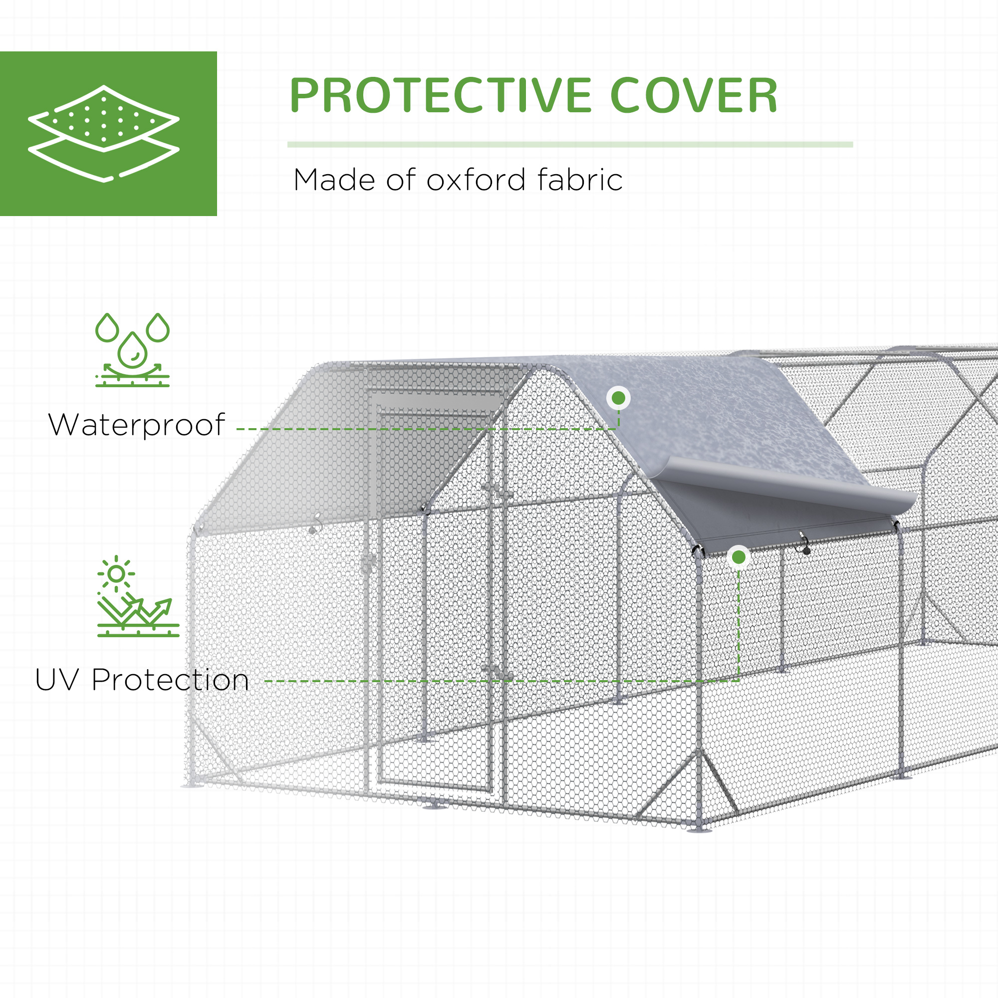 Chicken Run Outdoor, Galvanized Large Metal Chicken Coop Cage, Walk-in Enclosure Poultry Hen Run House Playpen Rabbit Hutch with Flat Roof, Cover, 9.2'x24.9'x6.5',Silver