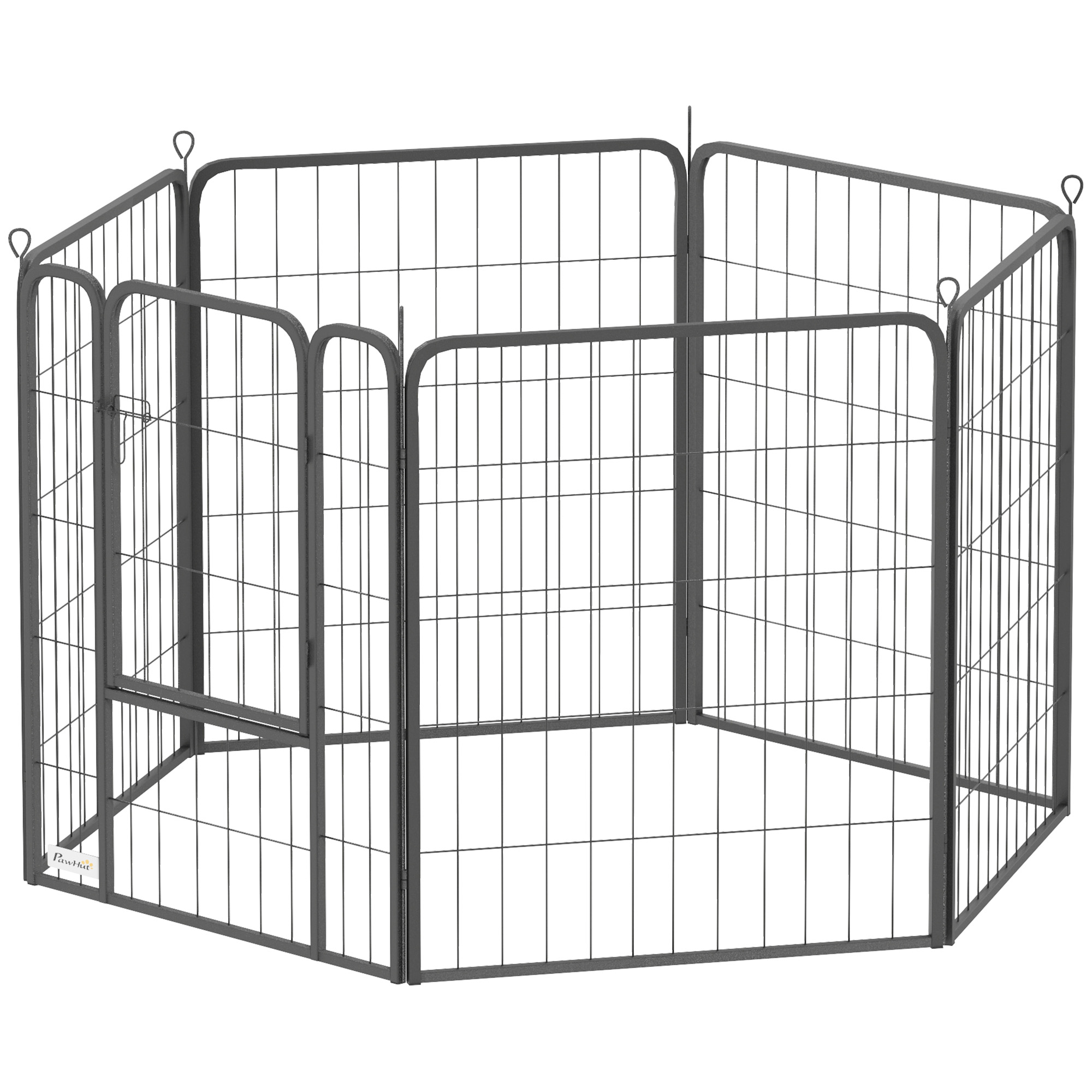 6 Panels Heavy Duty Dog Playpen Outdoor Indoor with Door & Strap, 31.5" Height Portable & Foldable Pet Playpen