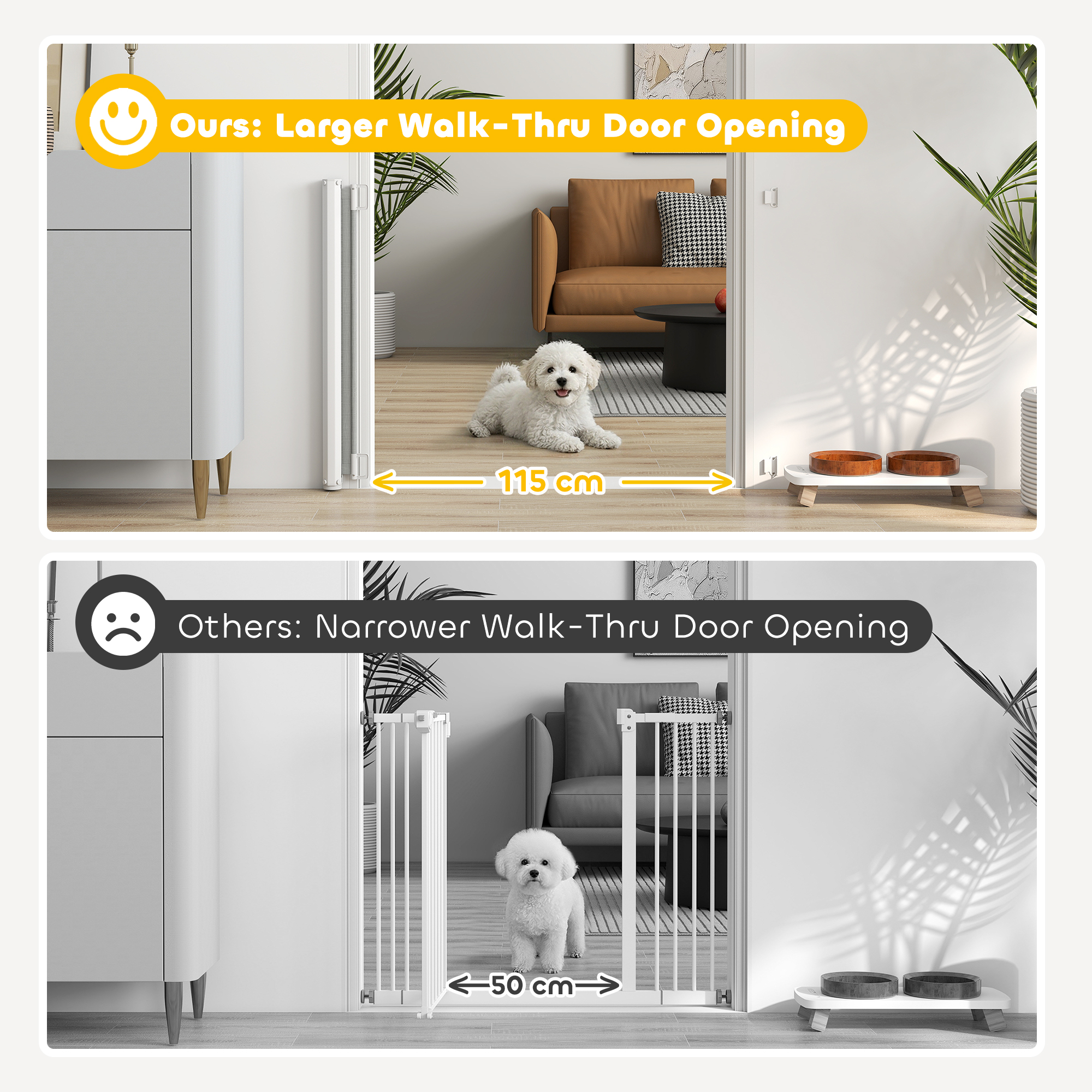 Retractable Pet Safety Barrier Gate, Flexible and Extensible for Stairways Doorways Hallways, Grey