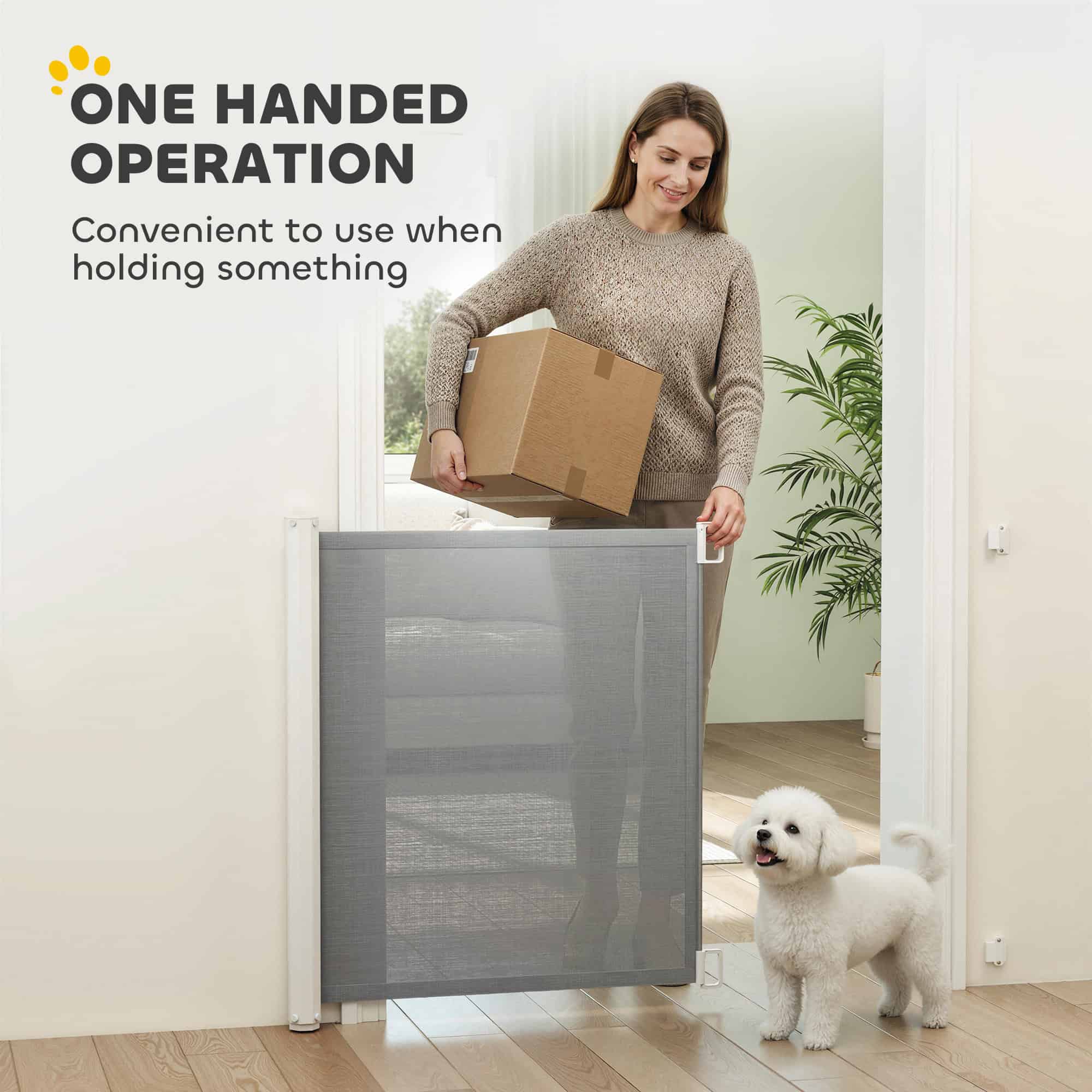 Retractable Pet Safety Barrier Gate, Flexible and Extensible for Stairways Doorways Hallways, Grey - Image 5