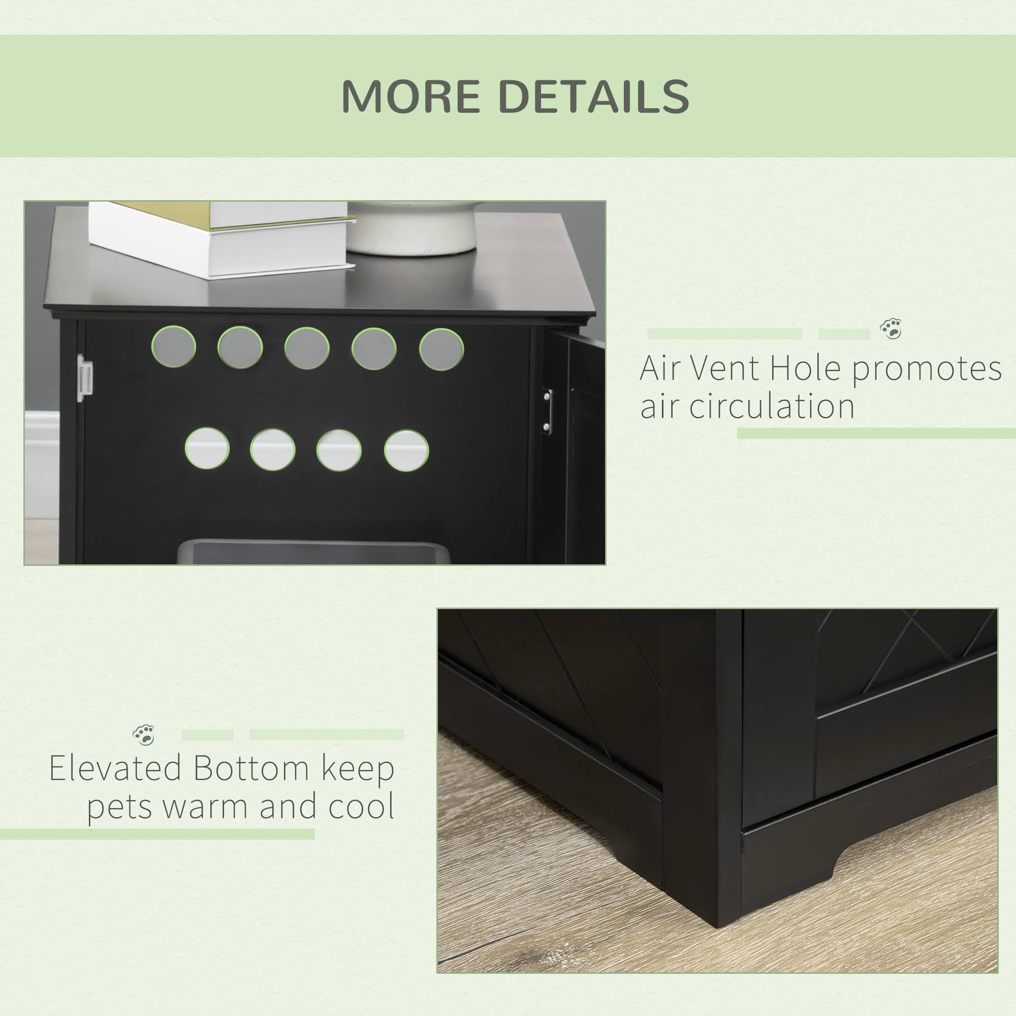 Cat Litter Box Enclosure End Table, Indoor Cat Washroom with Magnetic Door, Hidden Litter Box Nightstand with Large Tabletop, Easy Assembly, Black
