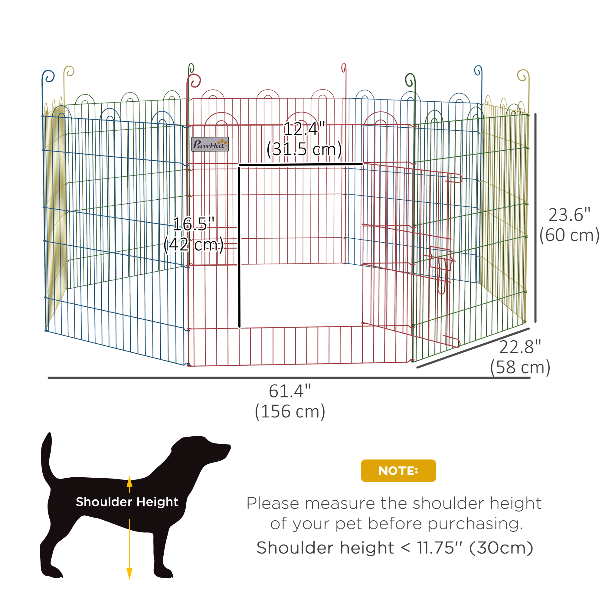 Metal Pet Playpen Portable Octagon Dog Exercise Fence Multi-colored