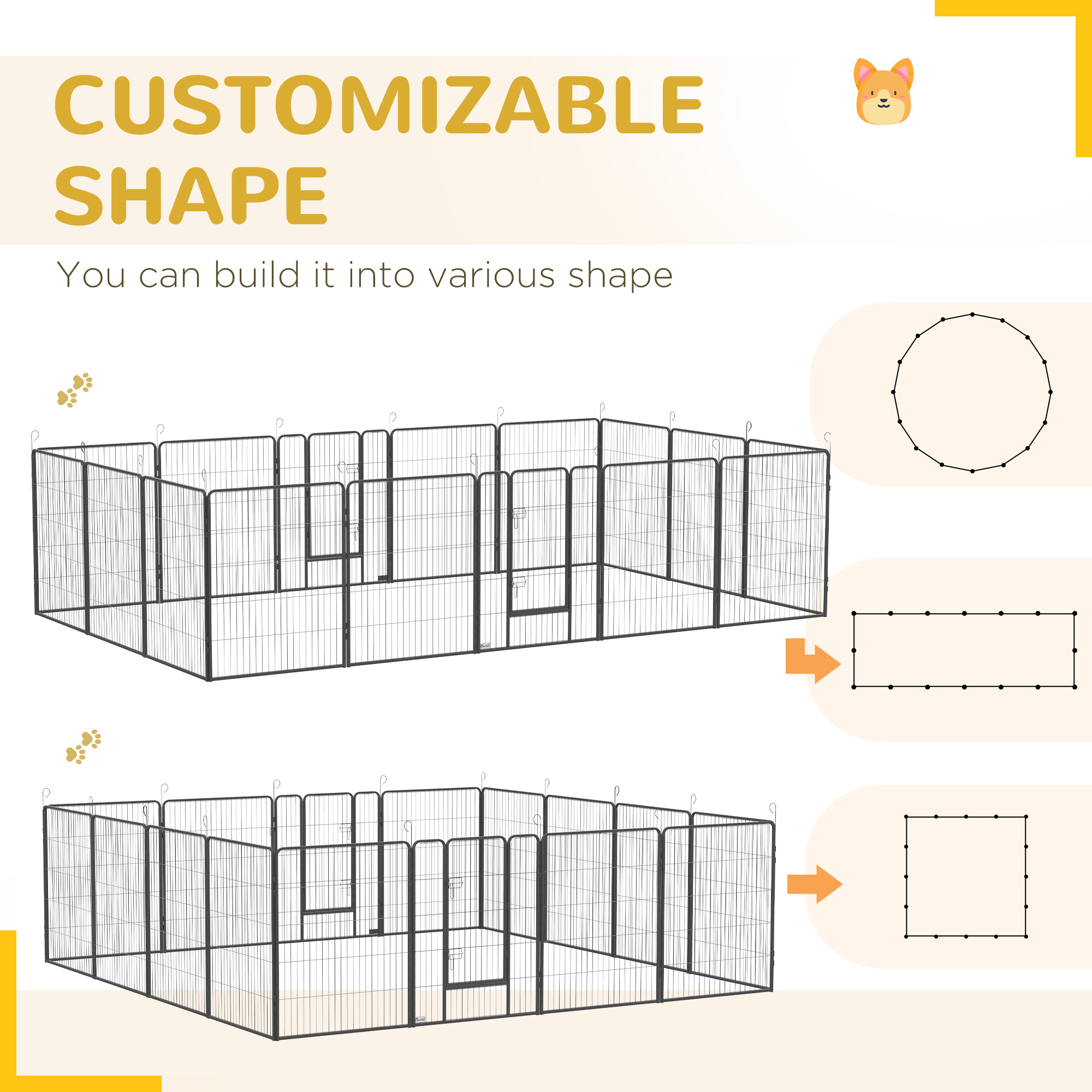16 Panel 39" Height Heavy Duty Dog Playpen for Small Medium Large Dogs, Grey