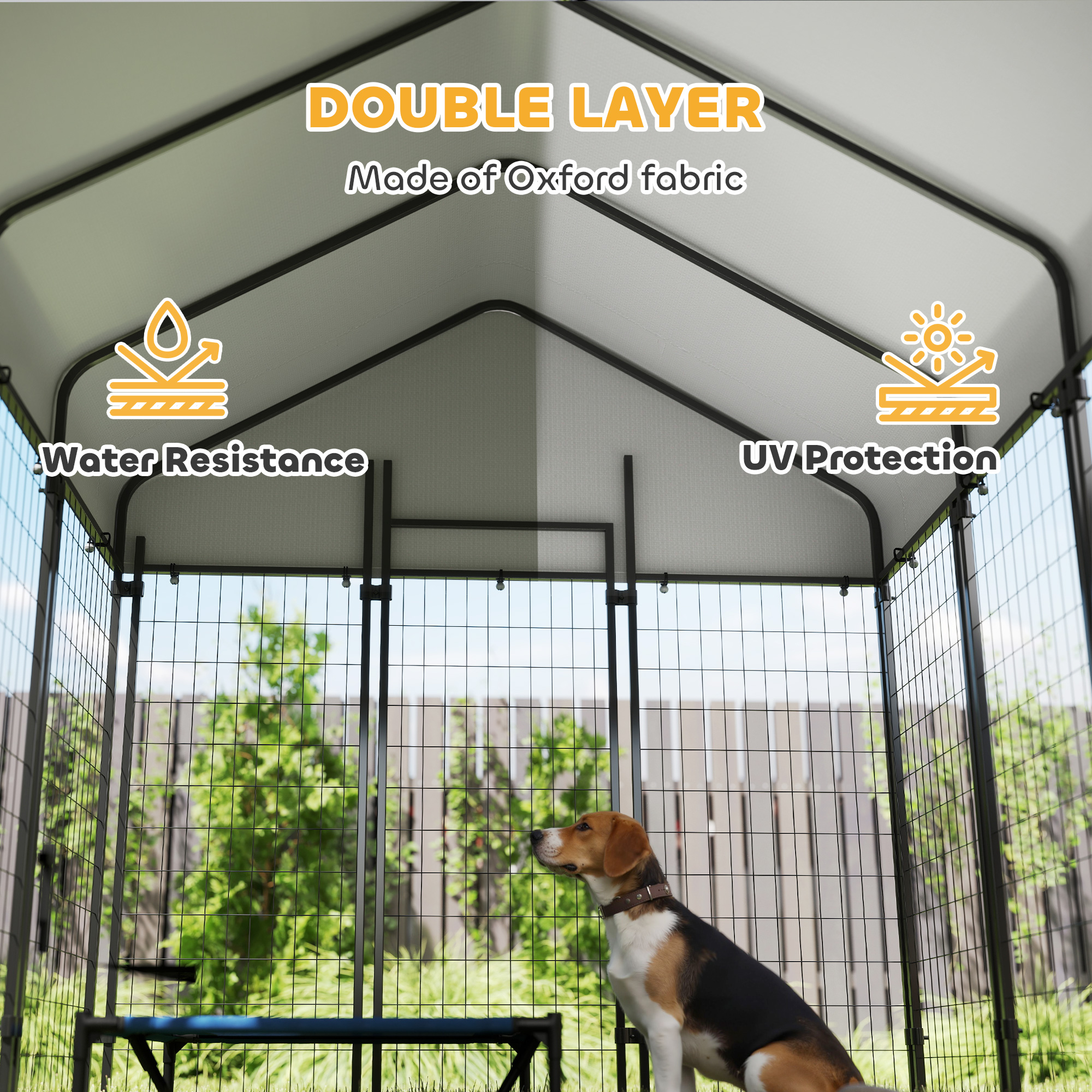 Outdoor Dog Kennel with Waterproof UV-Resistant Cover, 6' x 6' x 6'