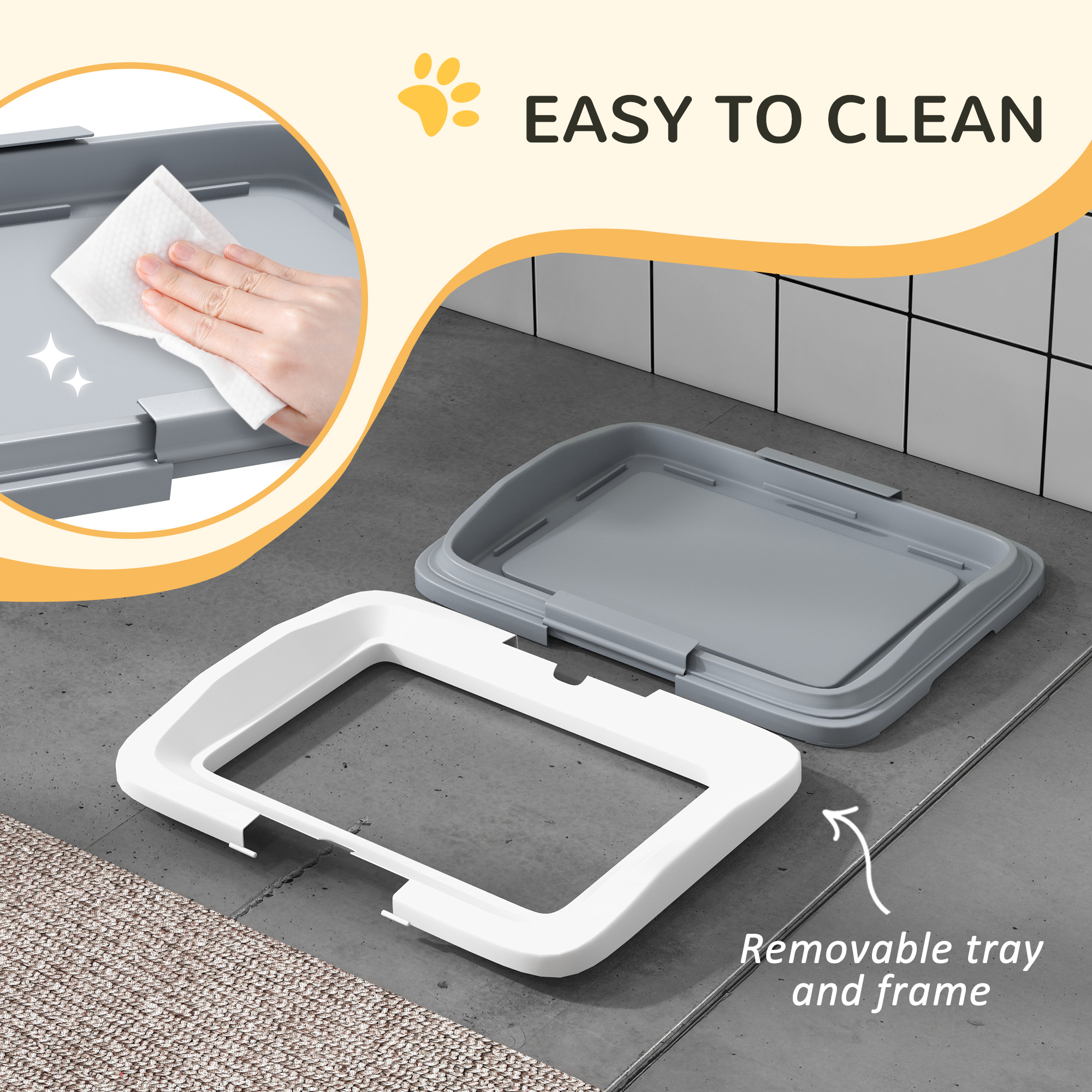 18" x 13" Pee Pad Holder, Dog Potty Tray for Indoor Outdoor, Easy to Clean Dog Training Toilet Pee Pad Tray, Grey