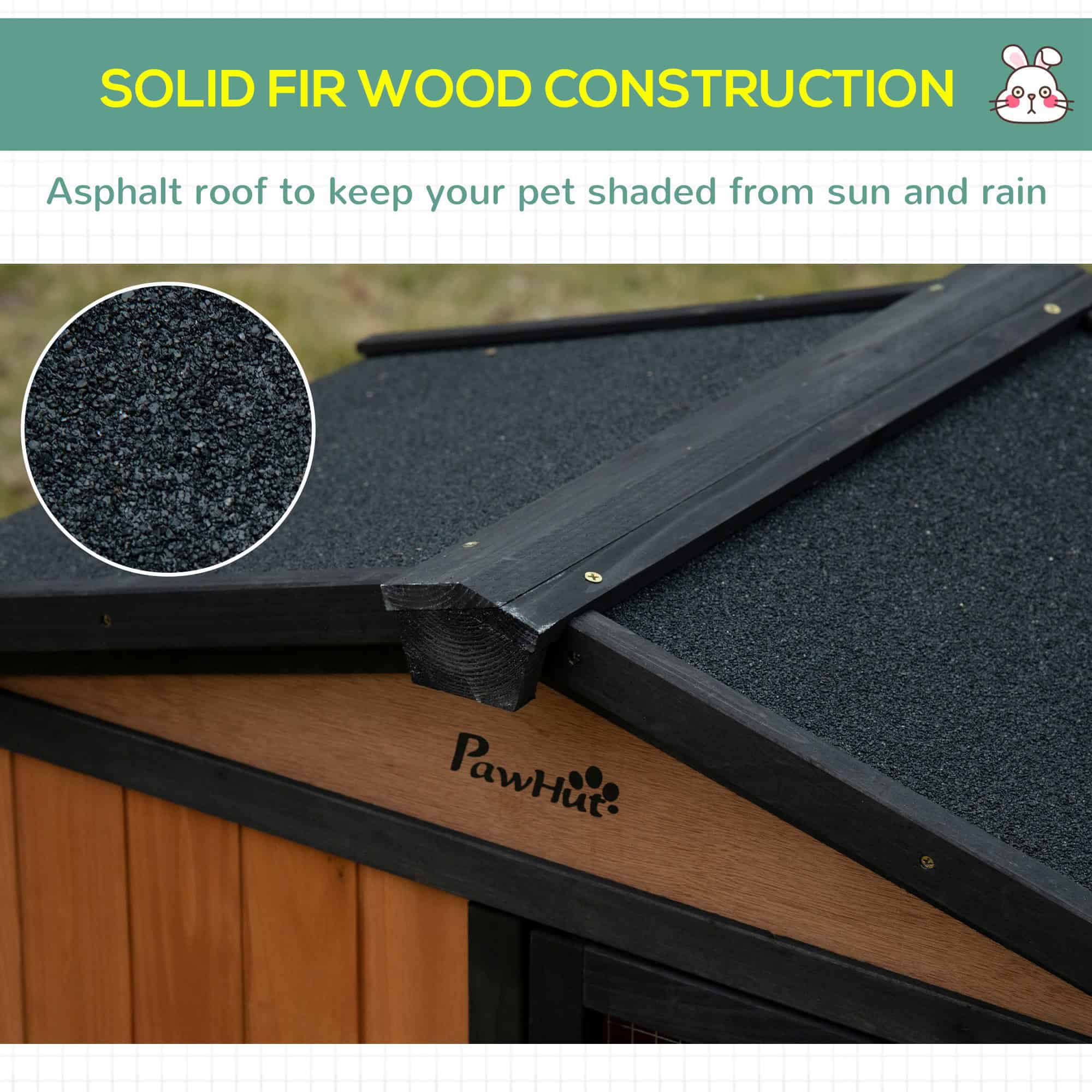 69" Wooden Rabbit Hutch Pet Playpen Bunny House Enclosure with Run Box, Slide-out Tray, Ramp, for Rabbits and Small Animals, Black