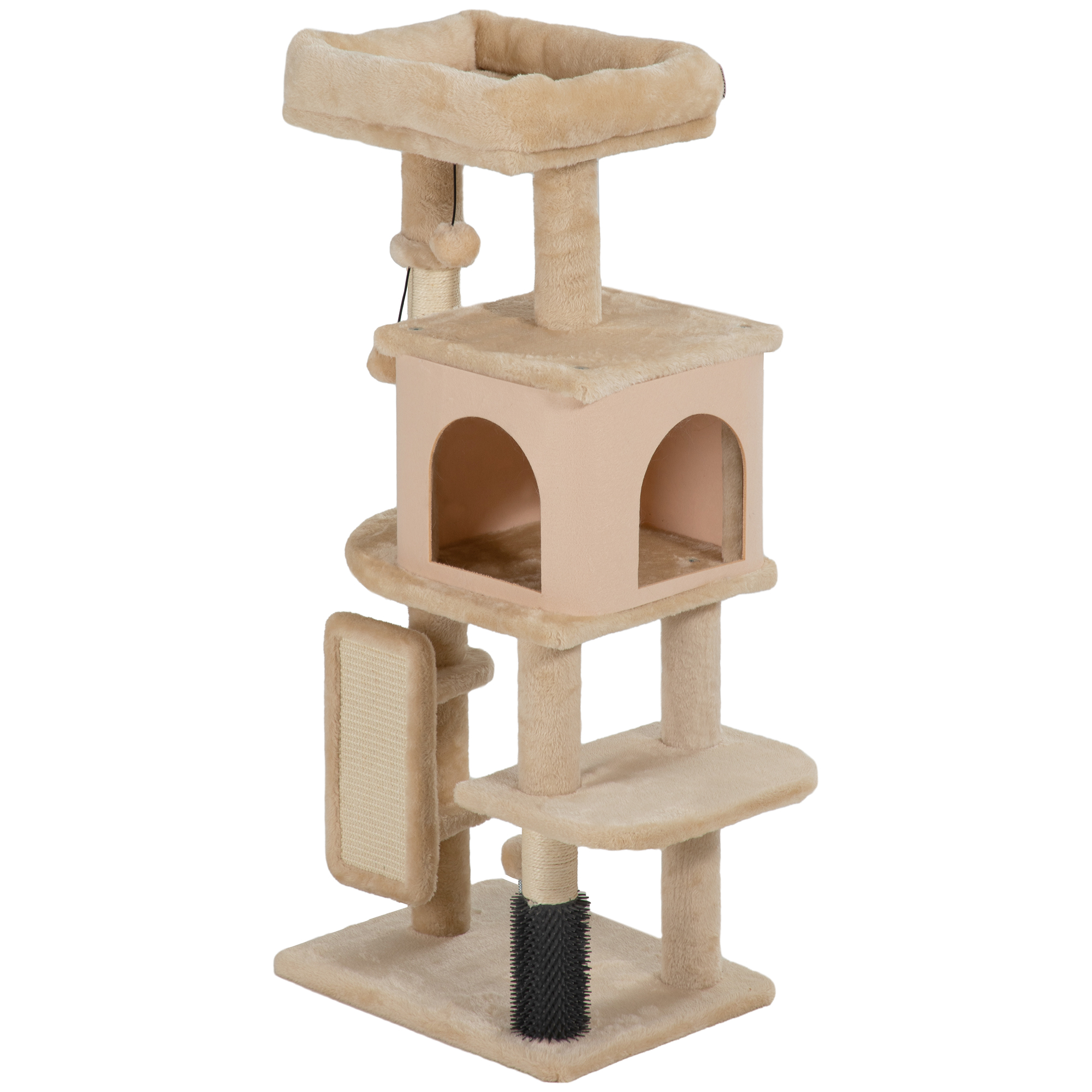 41 Inch Cat Tree with Scratching Posts, Cat Bed, Condo, Grooming Brush, Jumping Platforms, Toy Balls, Anti-tip Kit - Image 2