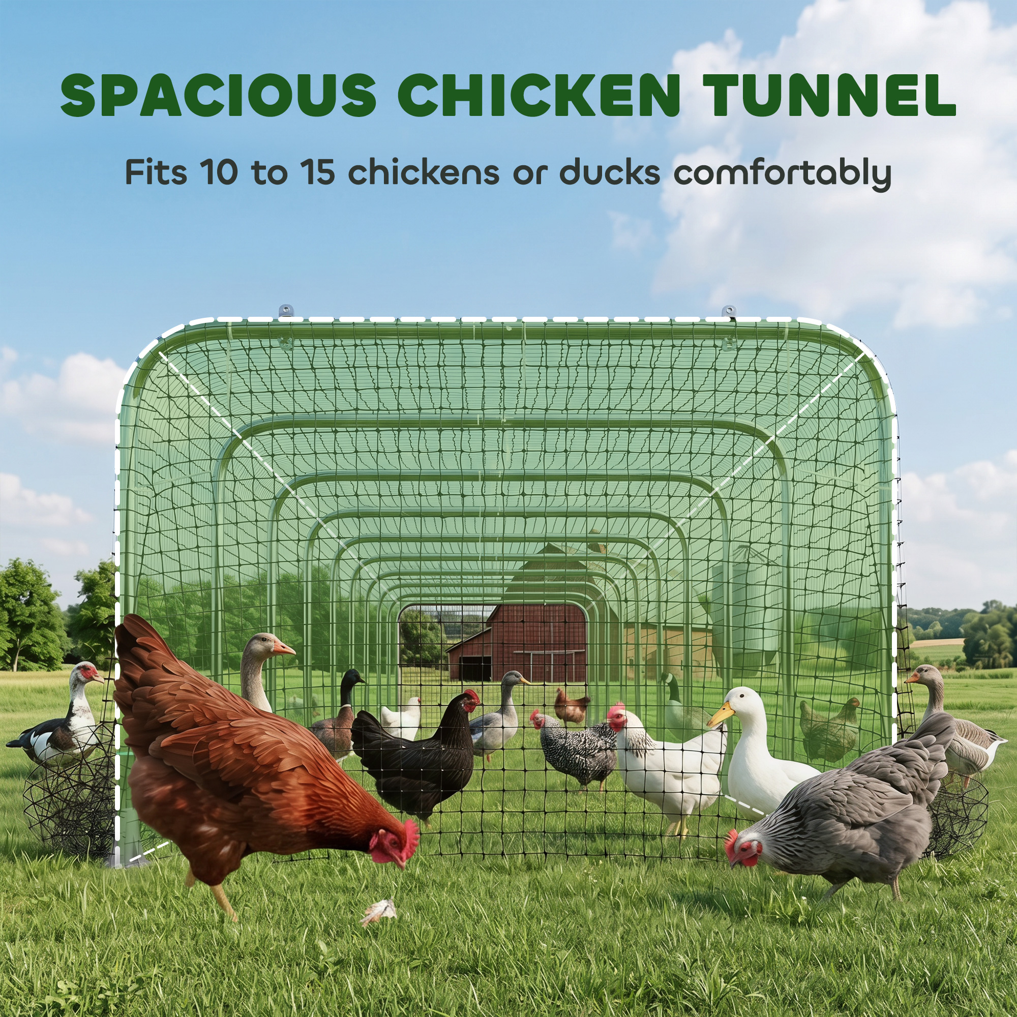 Extra Long Chicken Tunnel for Outside, 354" x 39" Galvanized Steel Chicken Run for 10-15 Chickens or Ducks - Image 4