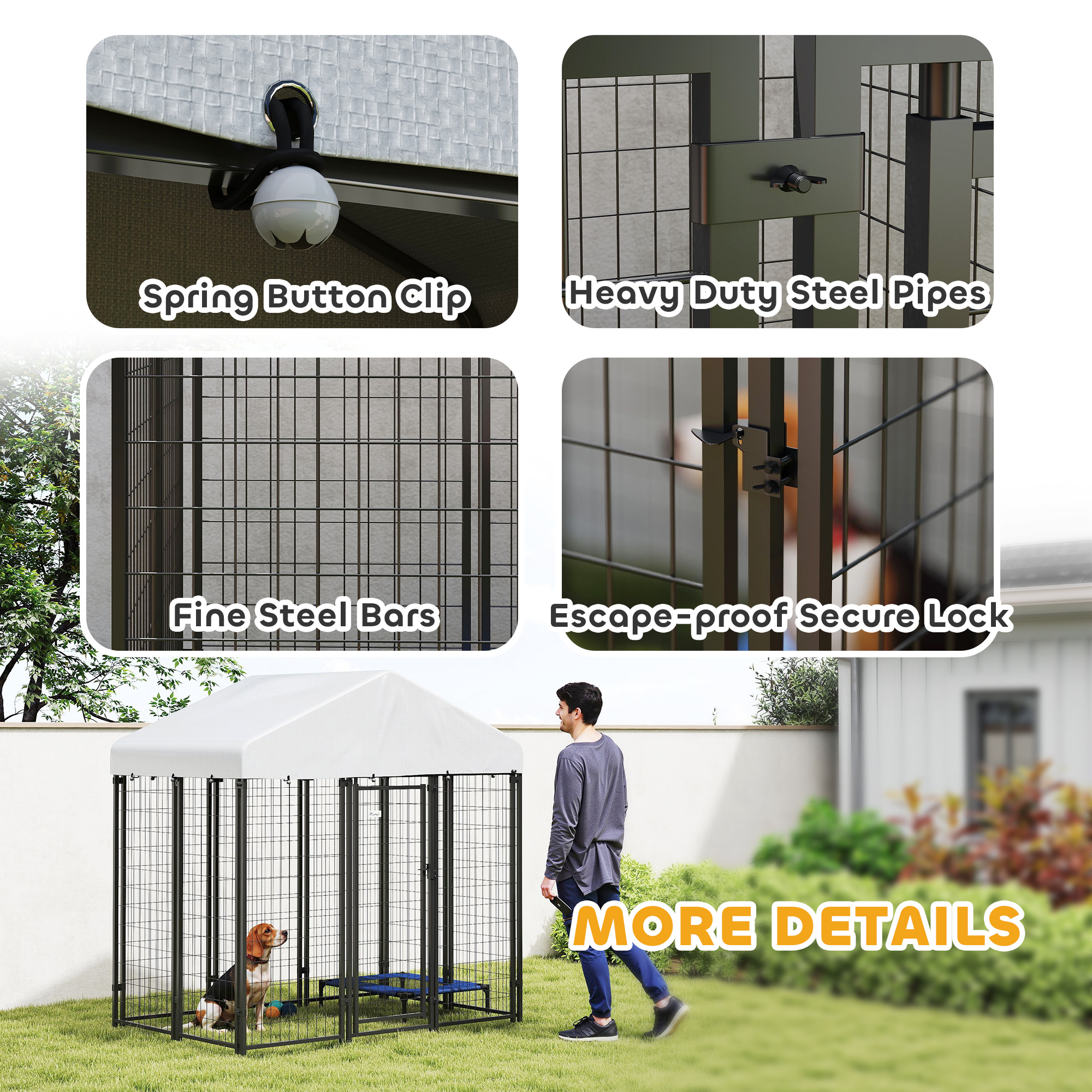 Outdoor Dog Kennel with Waterproof UV-Resistant Cover, 6 x 4 x 6 ft