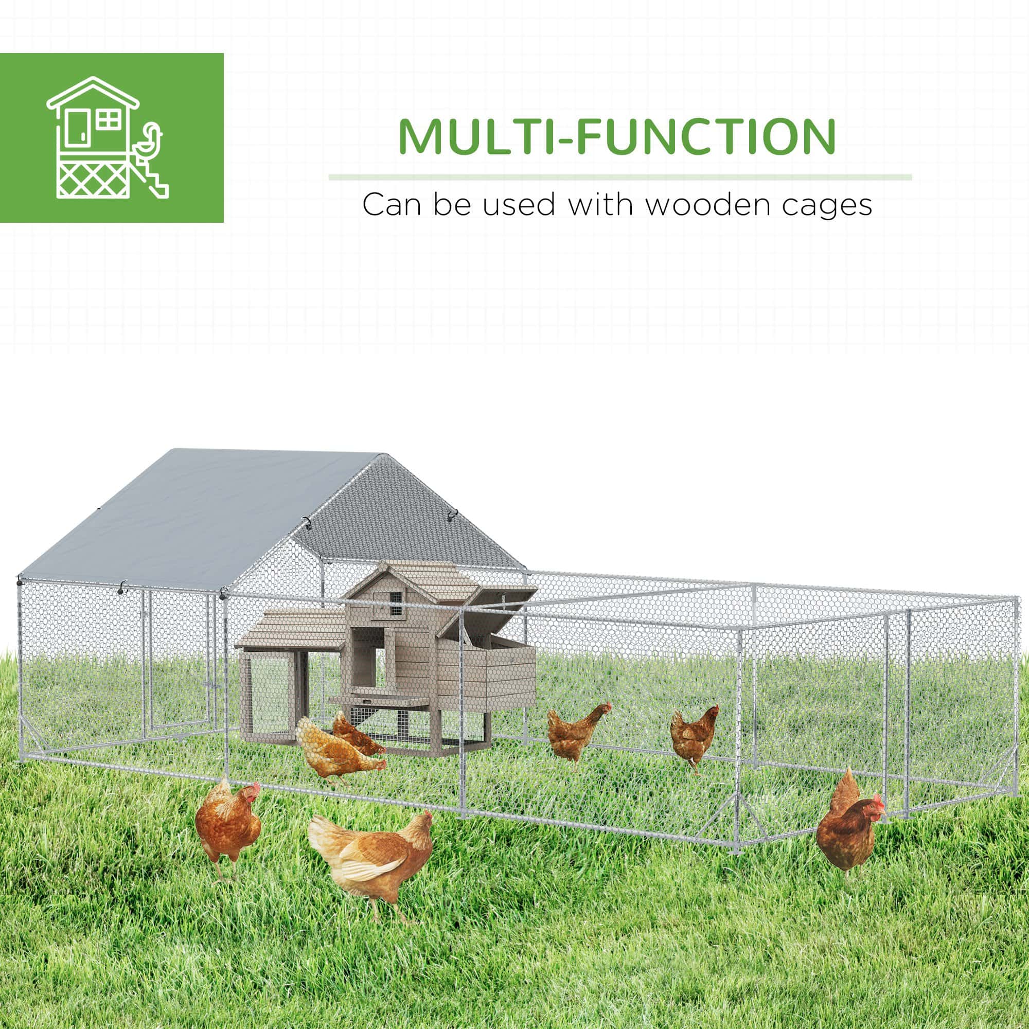 19.7' x 9.8' Metal Chicken Run with Waterproof and Anti-UV Cover - Image 5