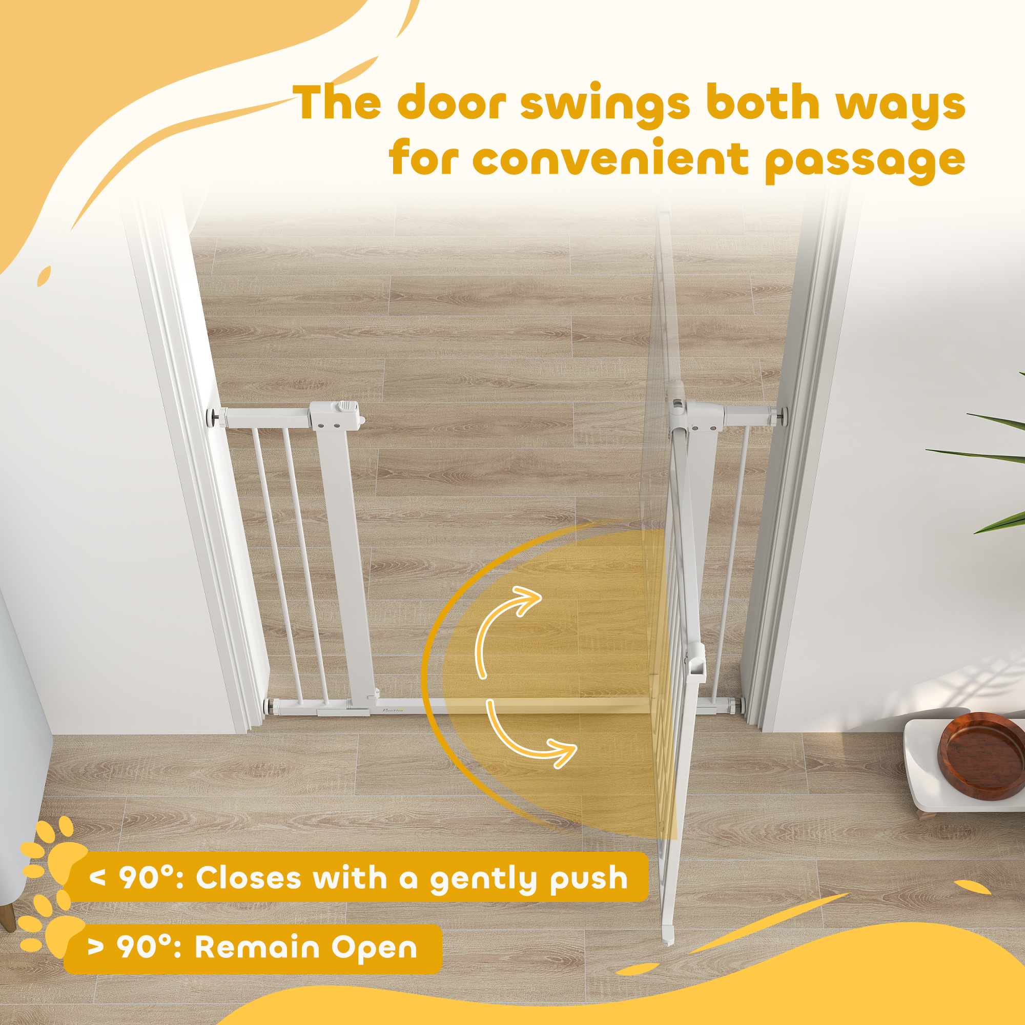 Dog Gate, Walk Through Pet Gate w/ Small Pet Door, Auto Close, for Doorways, House, Stair, 30"-41" W x 38" H