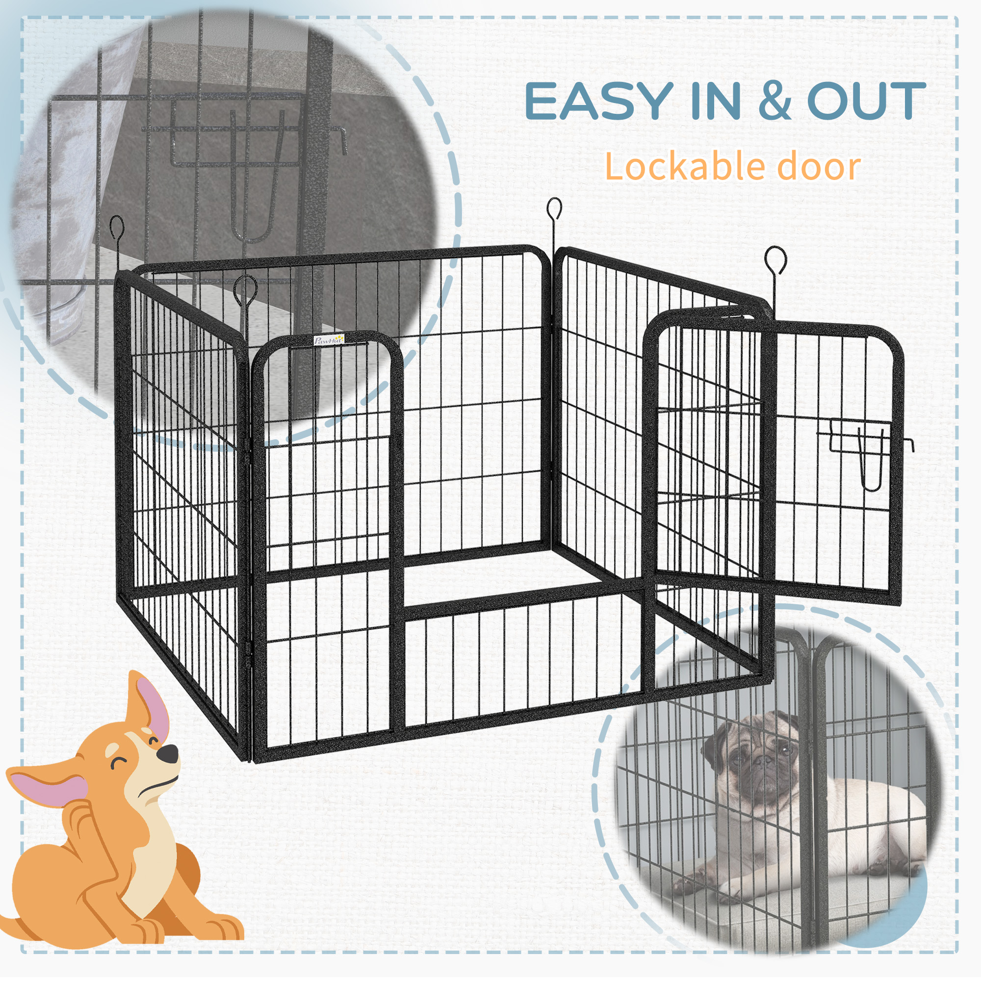 Metal Pet Playpen with Gate Indoor Outdoor for Small Animal