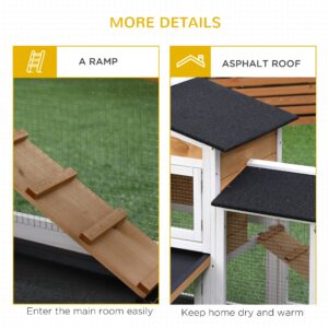 2-tier Wood Rabbit Hutch Backyard Bunny Cage Small Animal House w/ Ramp and Outdoor Run, Yellow