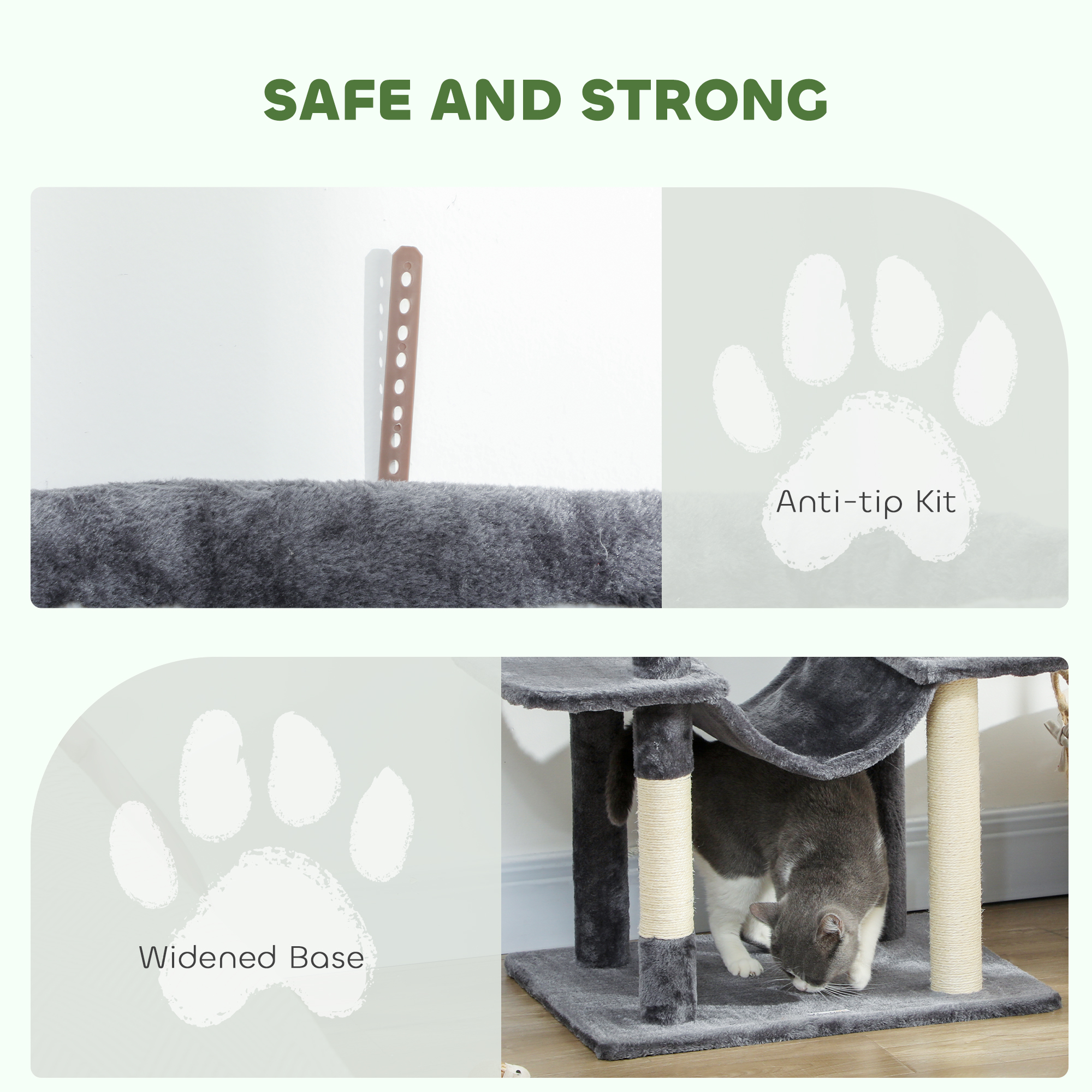 69" Cat Tree, Multi-Level Cat Tower with 2 Condos, Plush Perch and Sisal Scratching Posts, Dark Grey