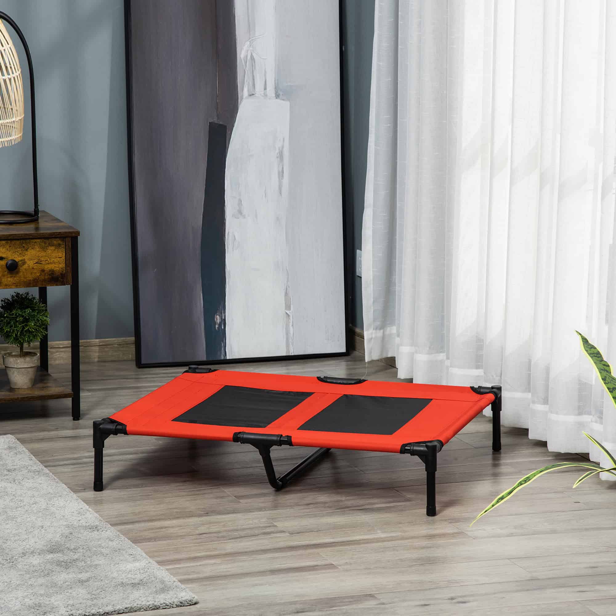 Elevated Dog Bed, Raised Dog Cot for XL Sized Dogs, Indoor & Outdoor, 36" x 30" x 7", Red