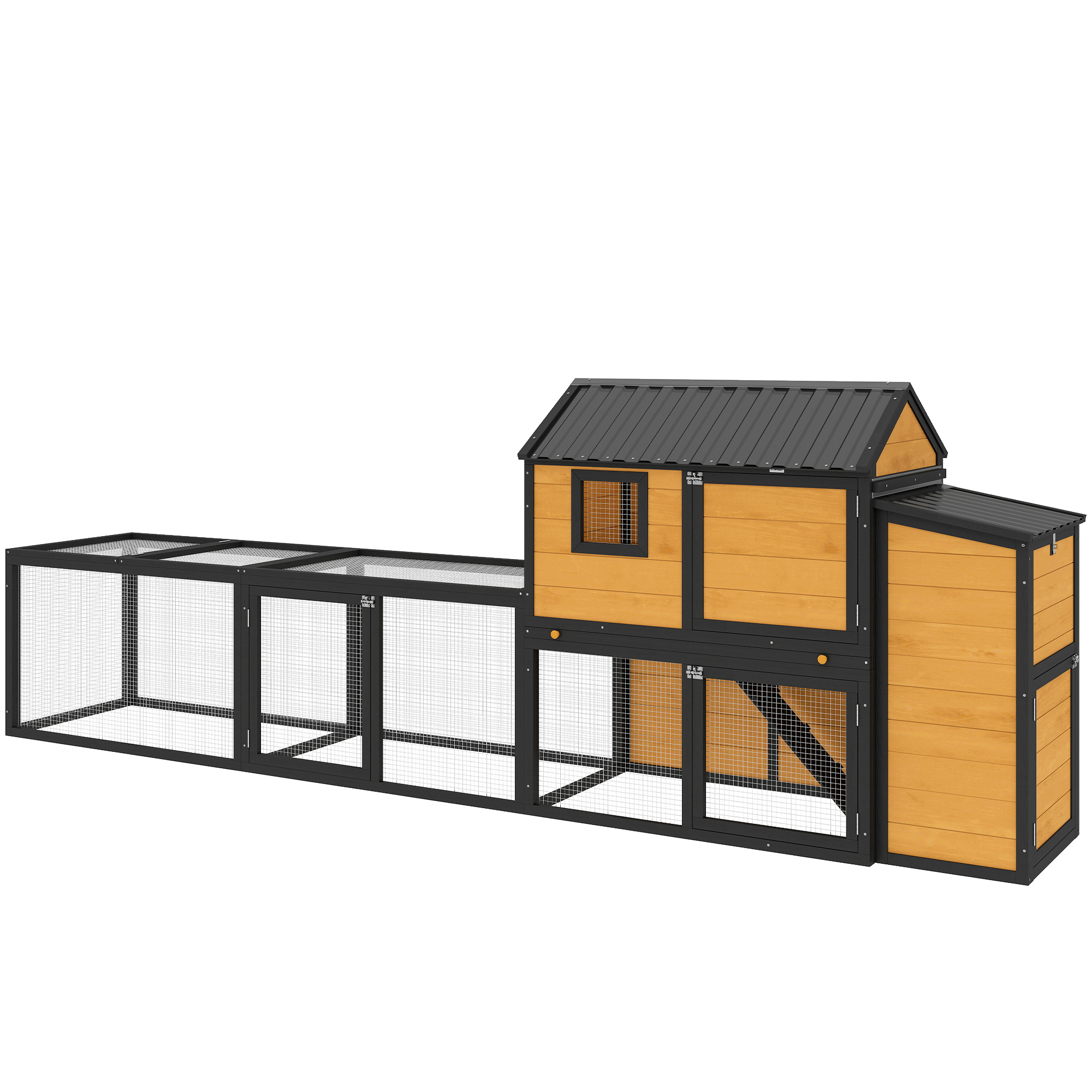 Large Chicken Coop, 134"L Wooden Chicken House with Run, Nesting Box, Slide-Out Tray, Waterproof Roof and Ramp - Image 2