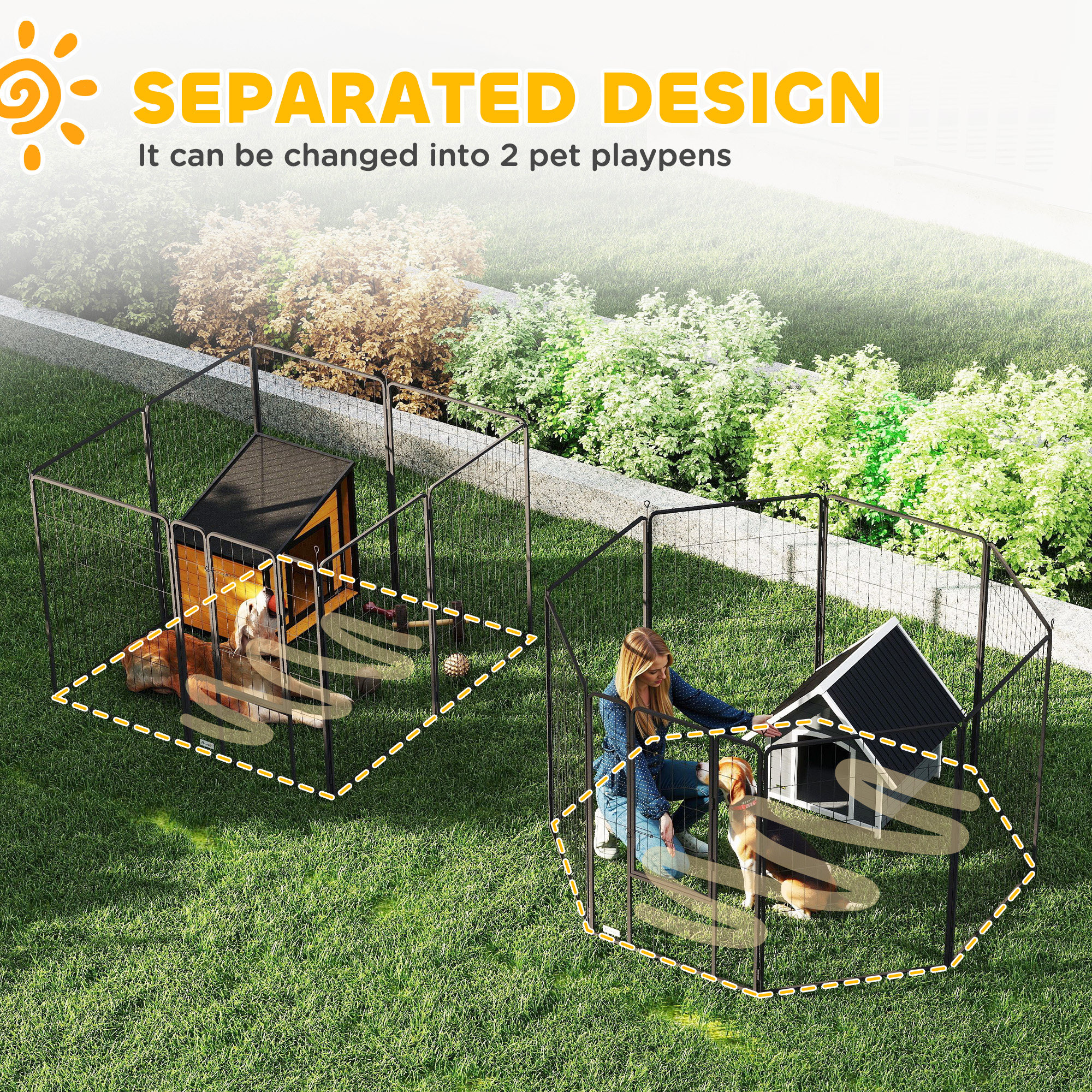 Heavy Duty Pet Playpen, 16 Panels Steel Dog Fence Puppy Exercise Pen with 2 Doors Locking Latch, 47" Height
