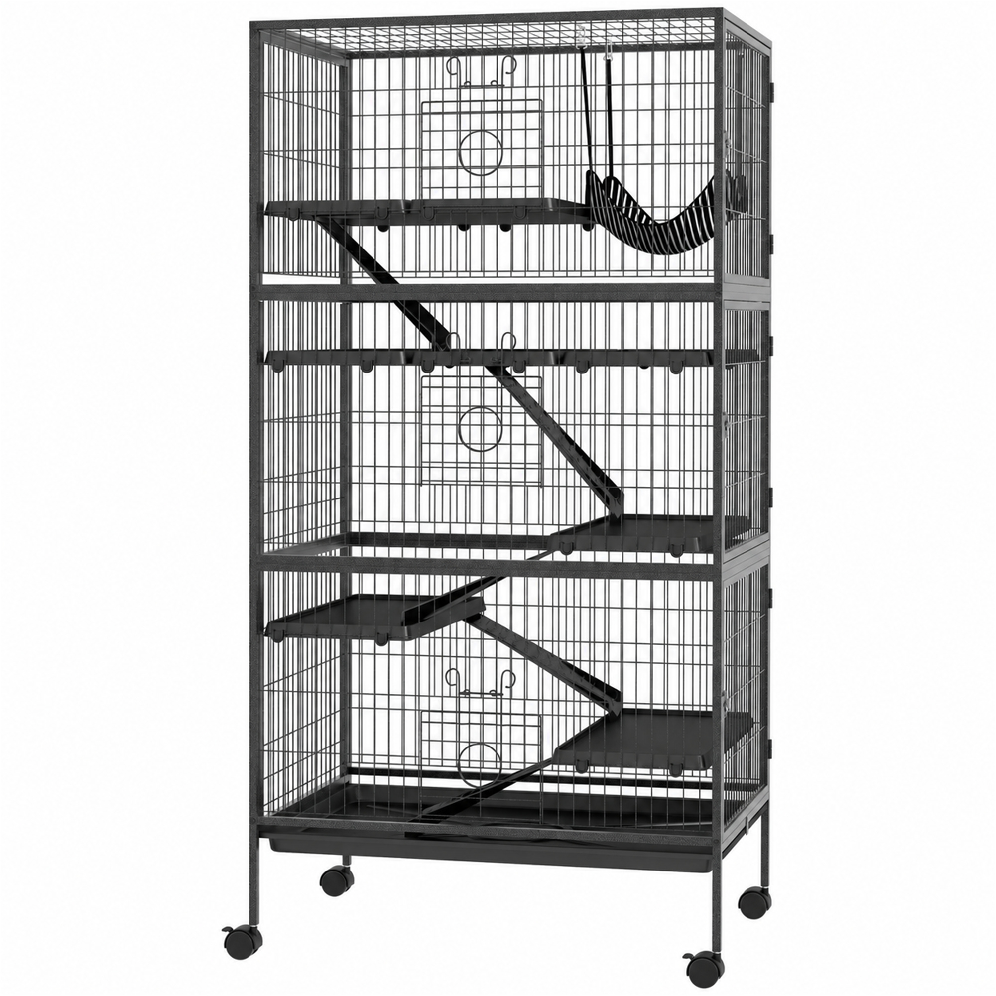 6-Tier Rolling Small Animal Cage, Deluxe Rabbit Cage, Ferret Cage for Mink Chinchilla Kitten Rabbit Charcoal Grey