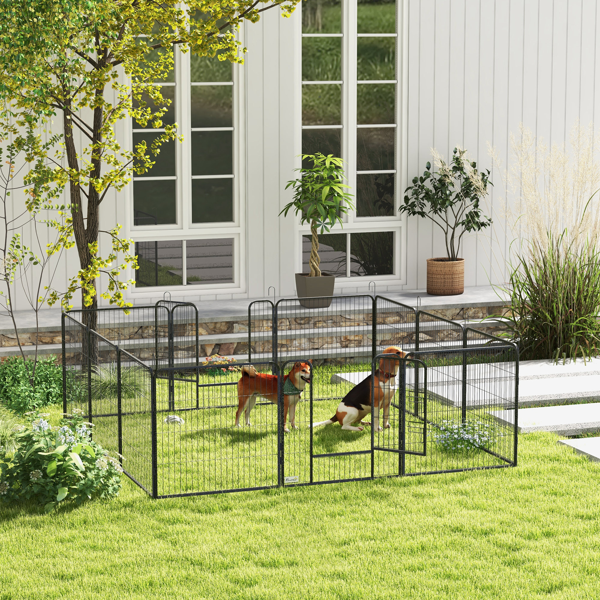 Dog Pen with Gate, 12 Panels Puppy Playpen, Dog Fence, 31.5"H