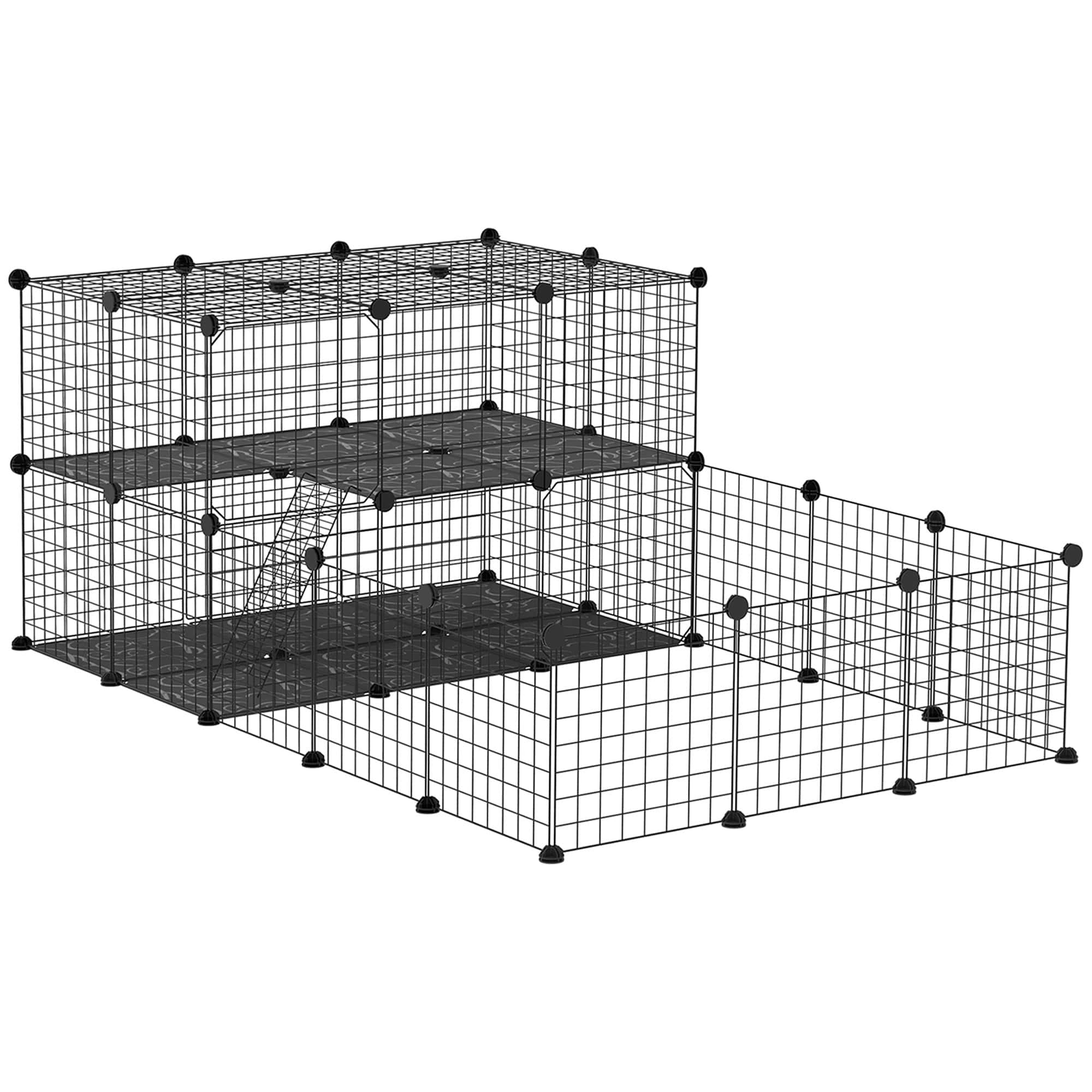 46 Panels Pet Playpen, DIY Small Animal Playpen, Indoor Portable Pet Fence for Guinea Pigs, Bunny, Rabbits, Hamsters, Hedgehogs