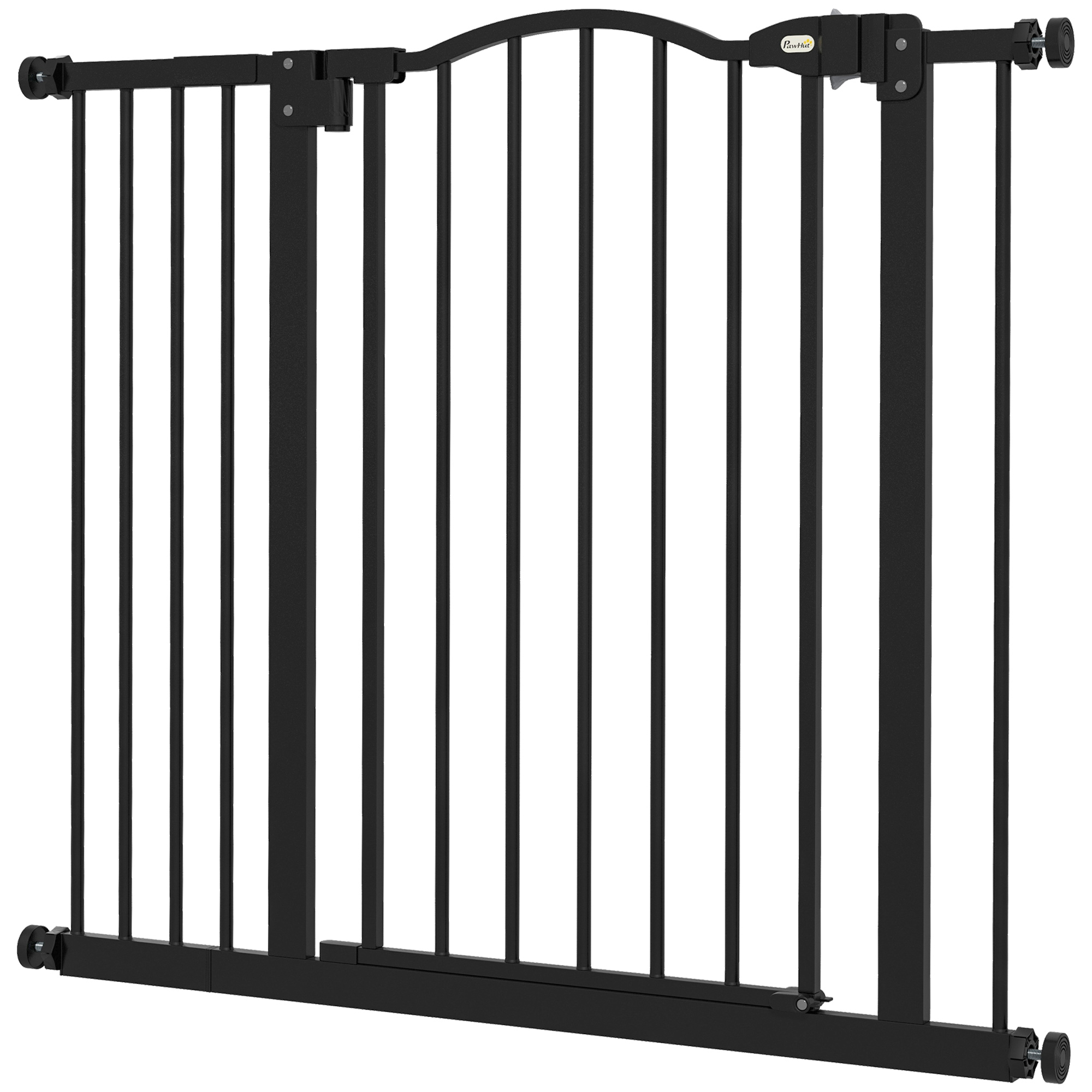 Extra Tall Dog Gate with Door, Pressure Fit, Auto Close, Double Locking for Doorways Hallways Stairs, 29"-37", Black
