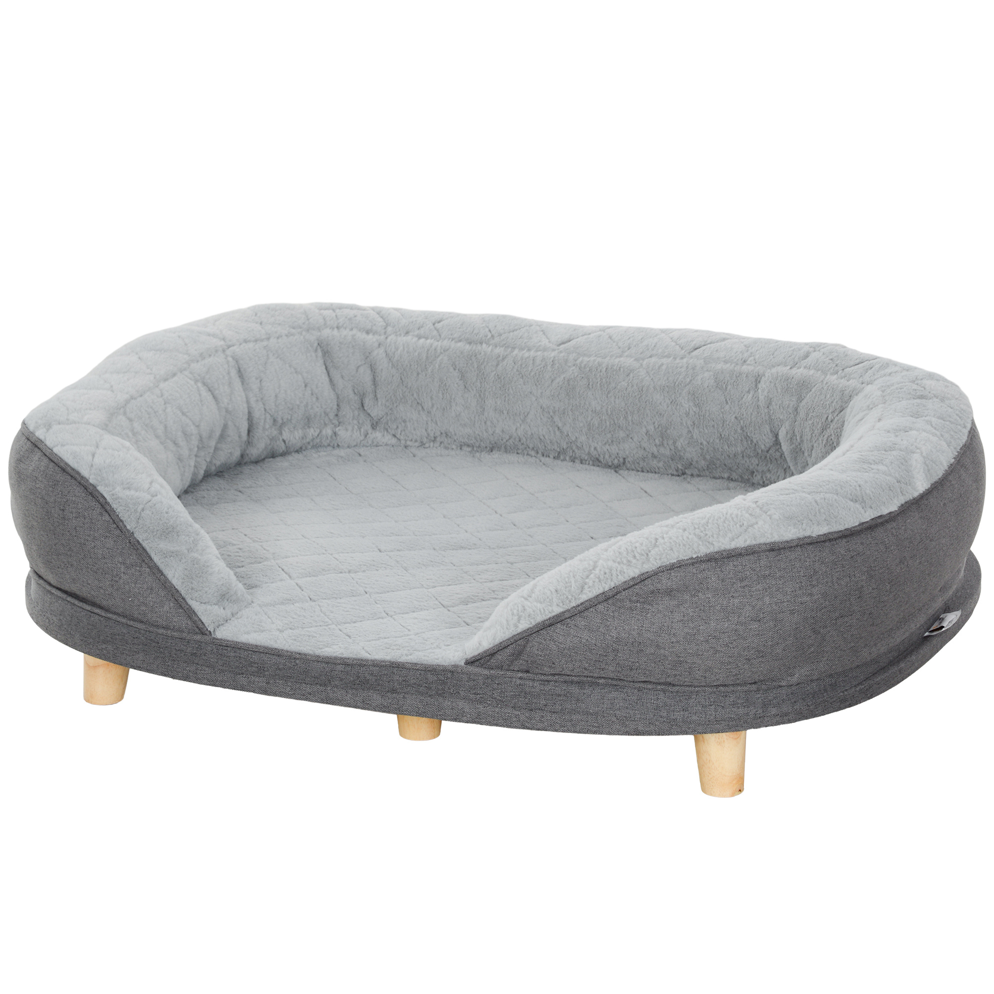 Pet Sofa Bed for Large Dogs with Removable Cushion, Washable Cover, Anti-slip Foot Pads, Grey